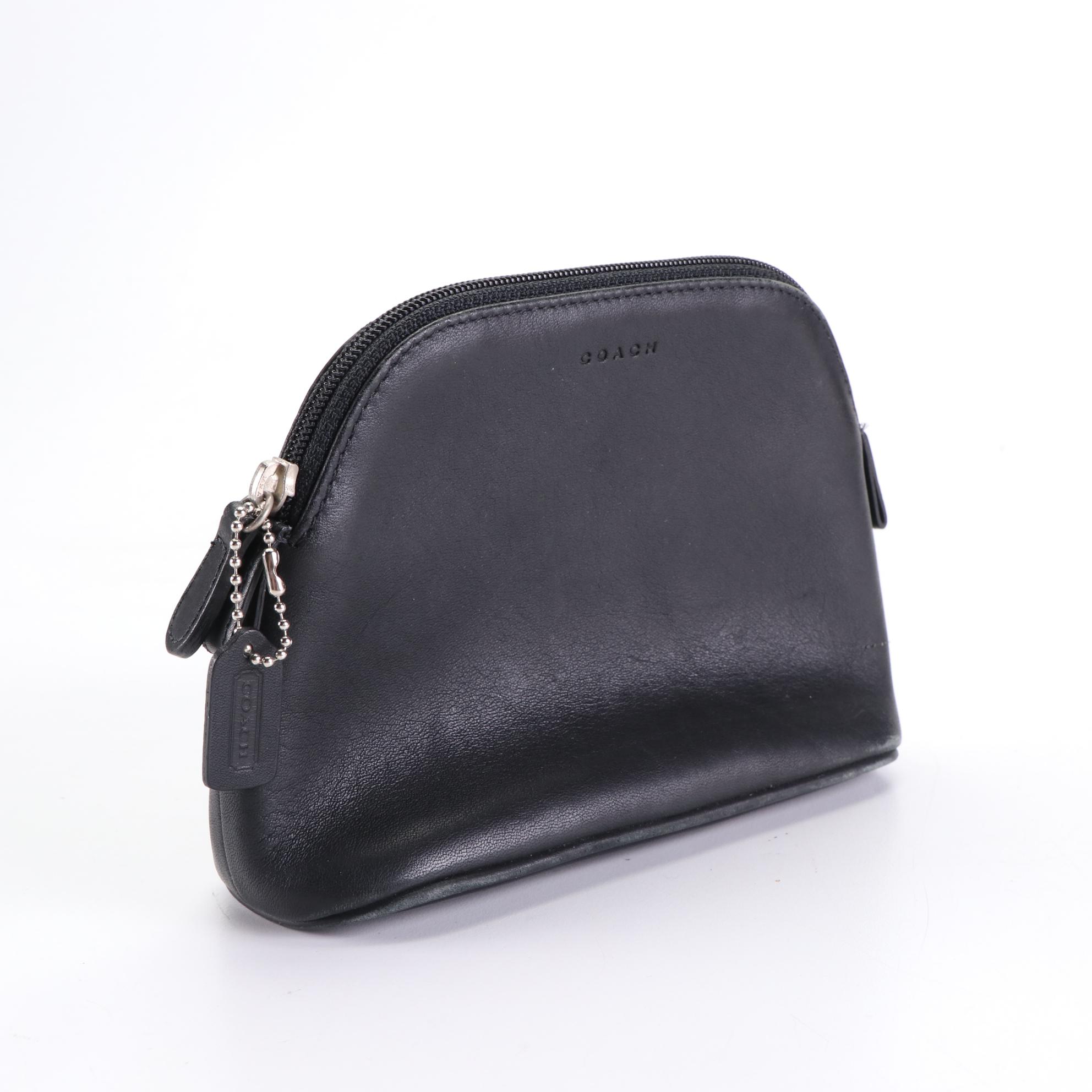 Coach Large Zip Crossbody Bag in Brown Suede and Small Black Leather Pouches