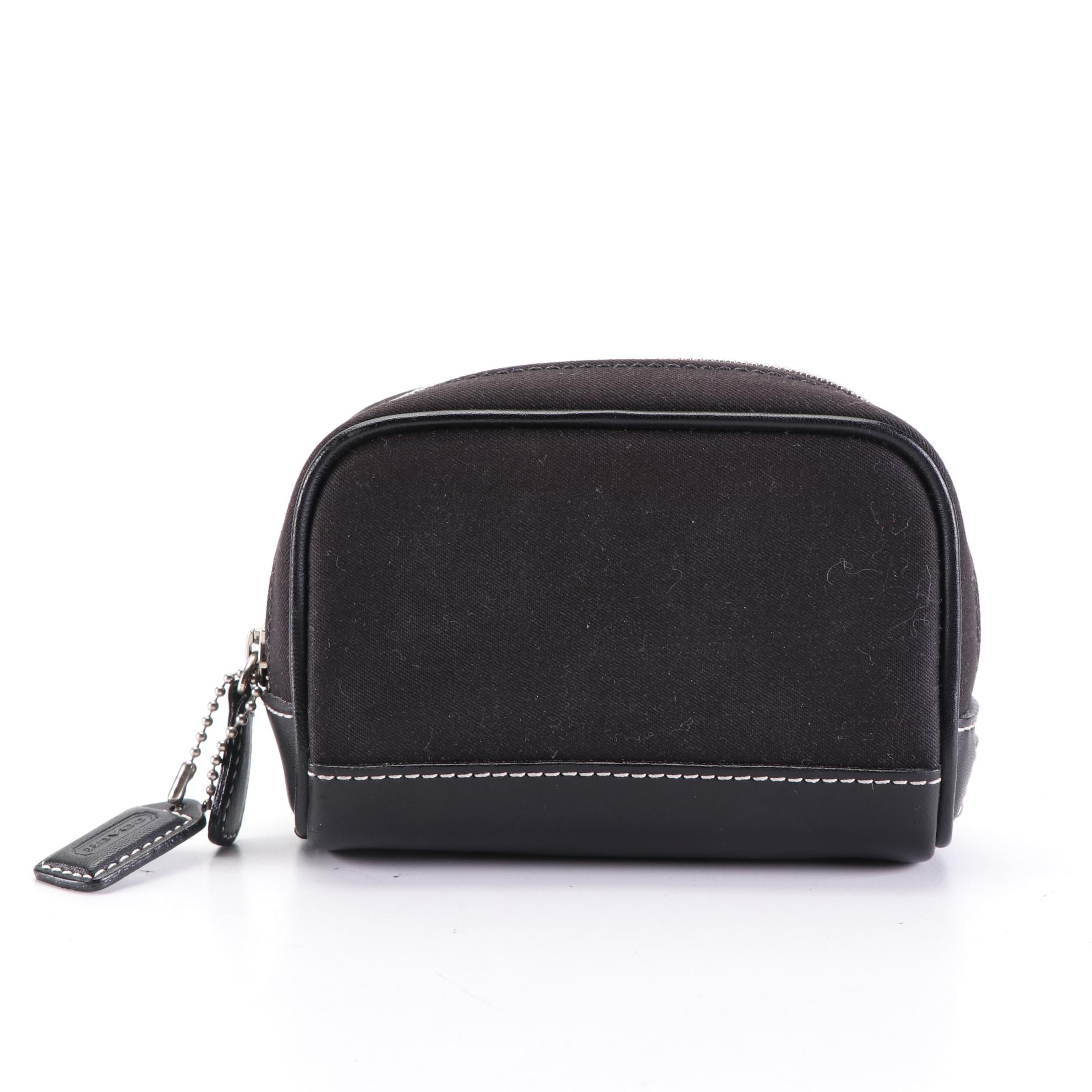 Coach Large Zip Crossbody Bag in Brown Suede and Small Black Leather Pouches