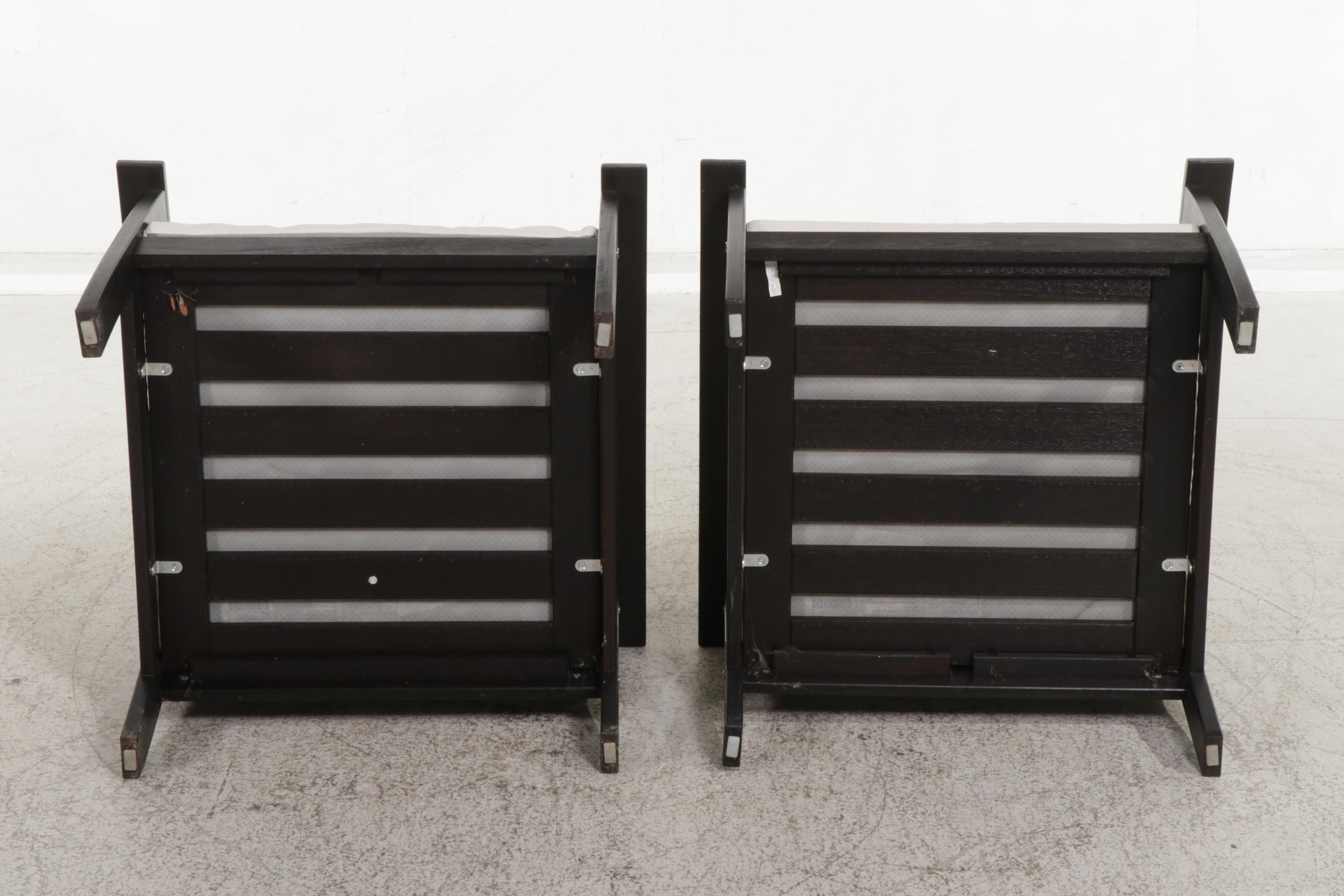 Pair of IKEA "Klöven" Eucalyptus Wood Patio Lounge Chairs