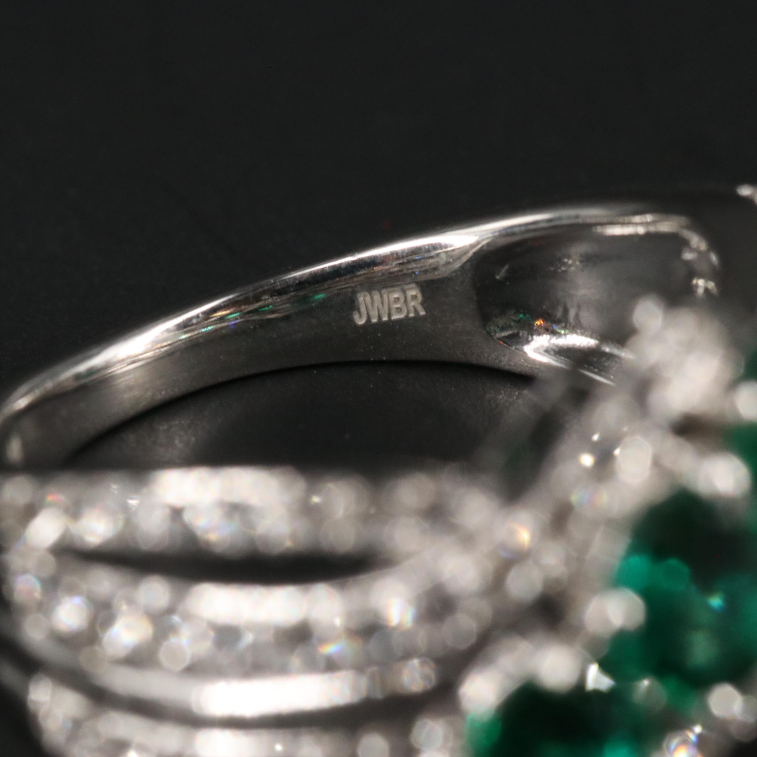 Sterling Emerald and Sapphire Three Stone Ring