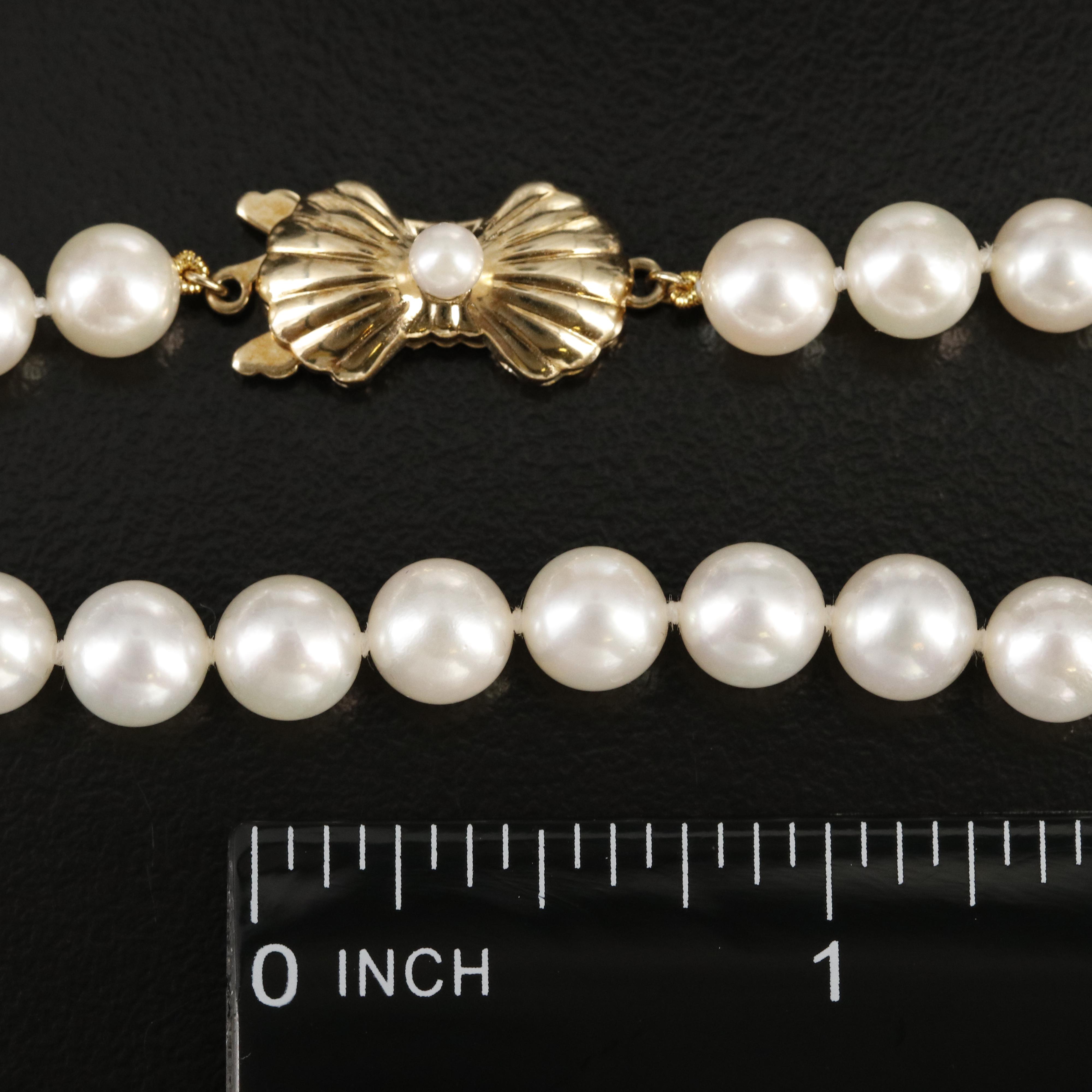 Blue Lagoon for Mikimoto Pearl Necklace with 14K Clasp