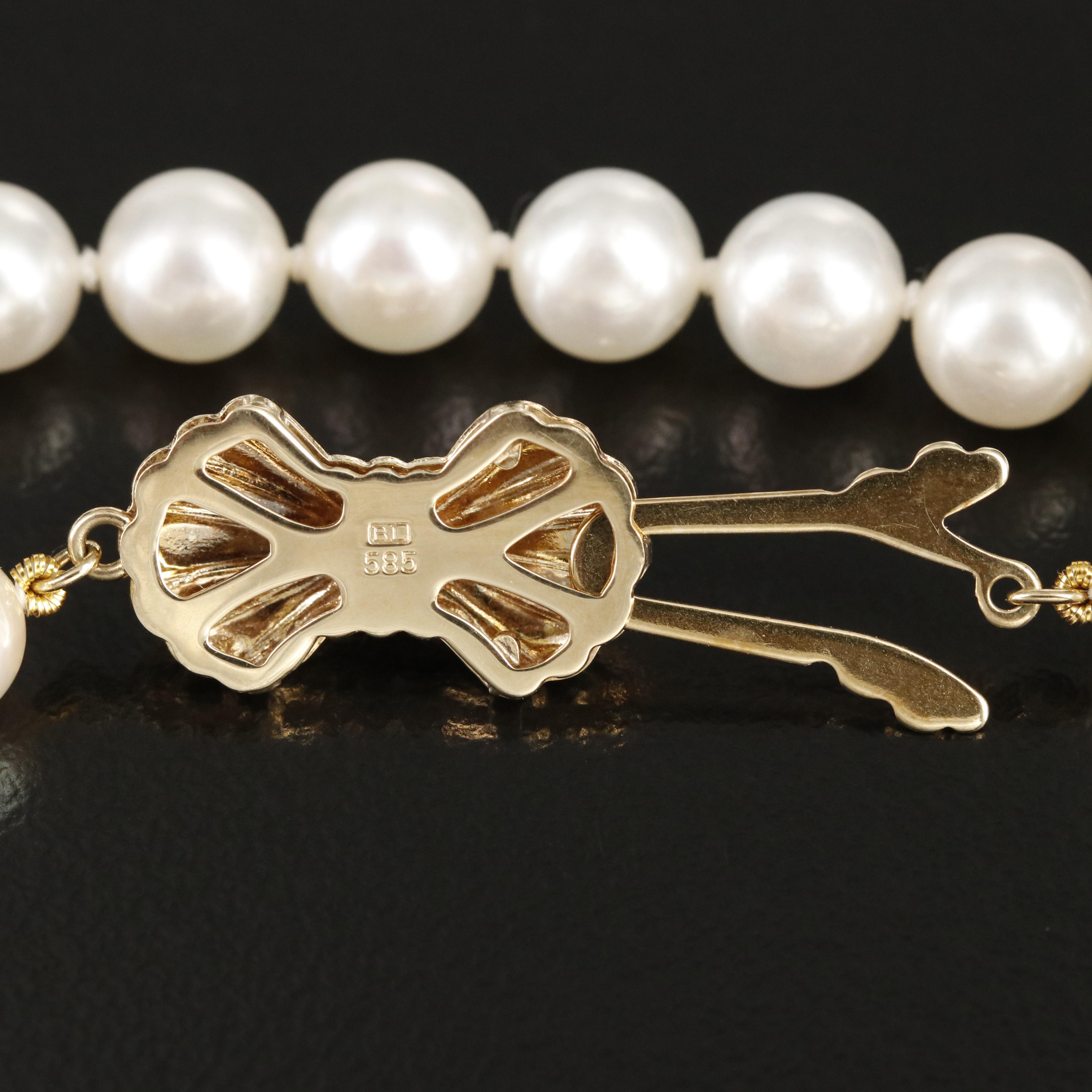 Blue Lagoon for Mikimoto Pearl Necklace with 14K Clasp