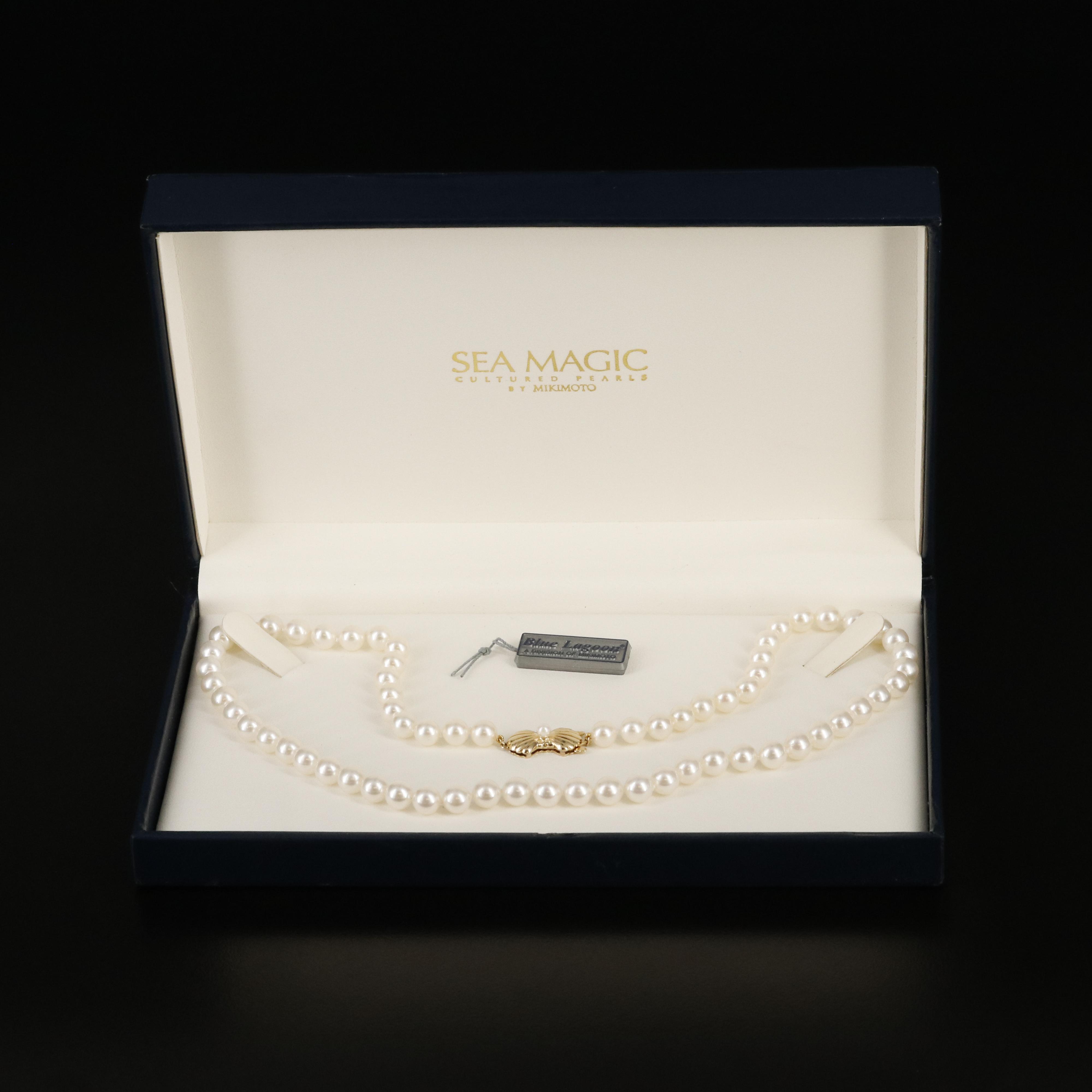 Blue Lagoon for Mikimoto Pearl Necklace with 14K Clasp