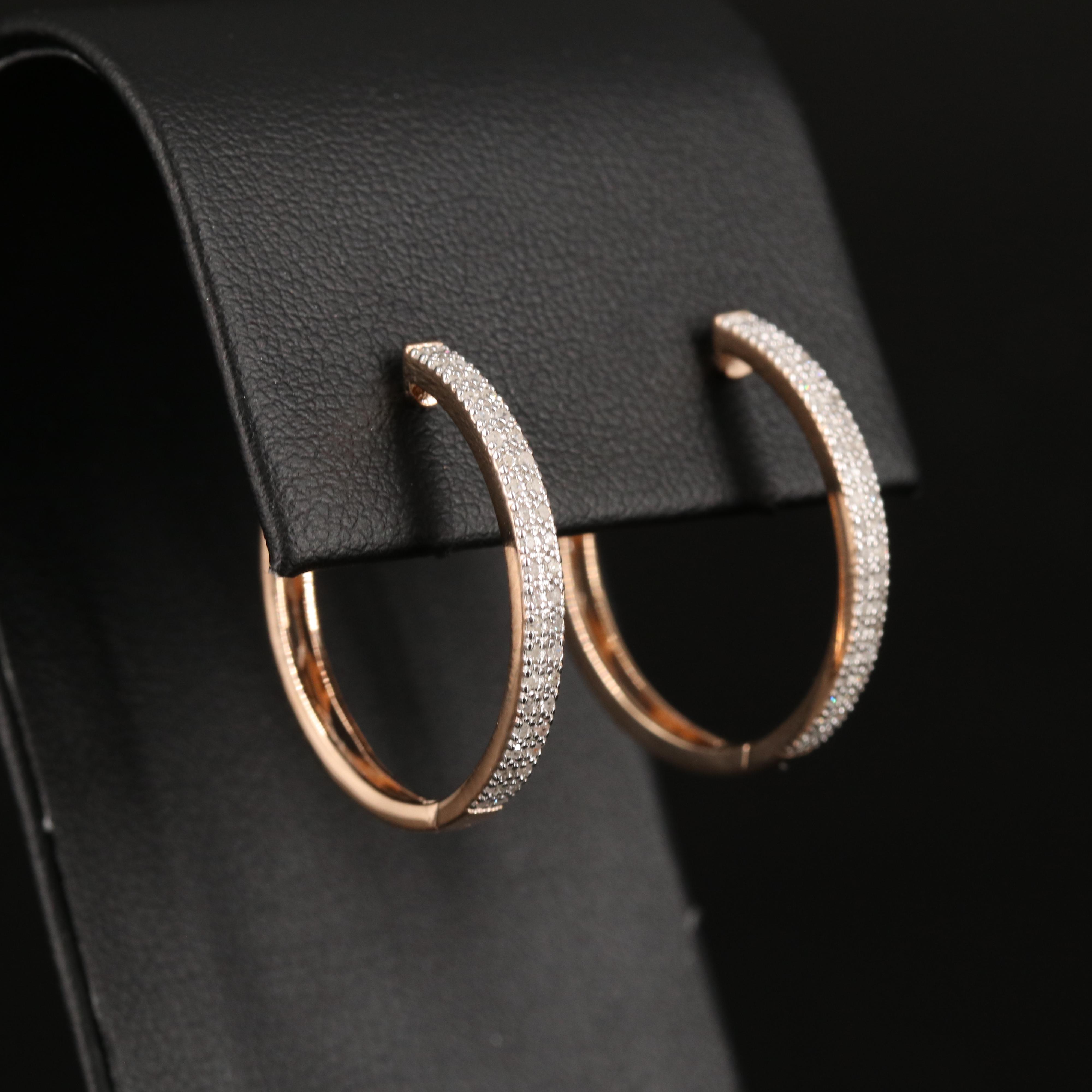 Diamond Hoop Earrings in Sterling