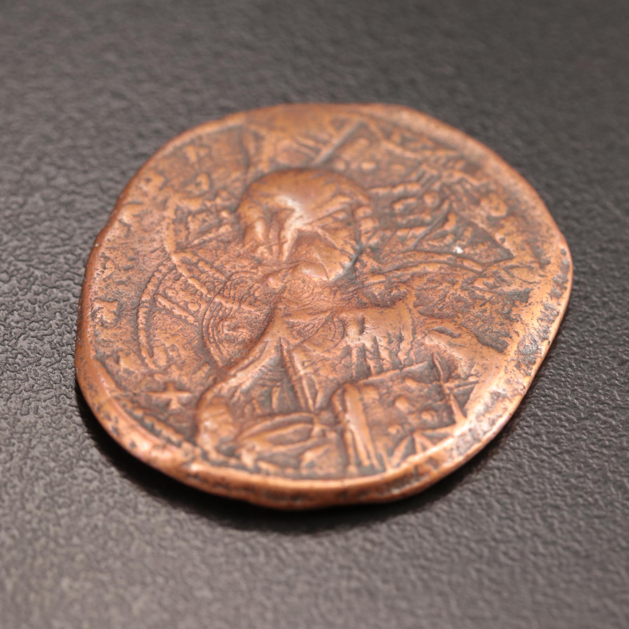 Ancient Byzantine "Anonymous" Follis Double-Struck Coin, ca. 1028 AD