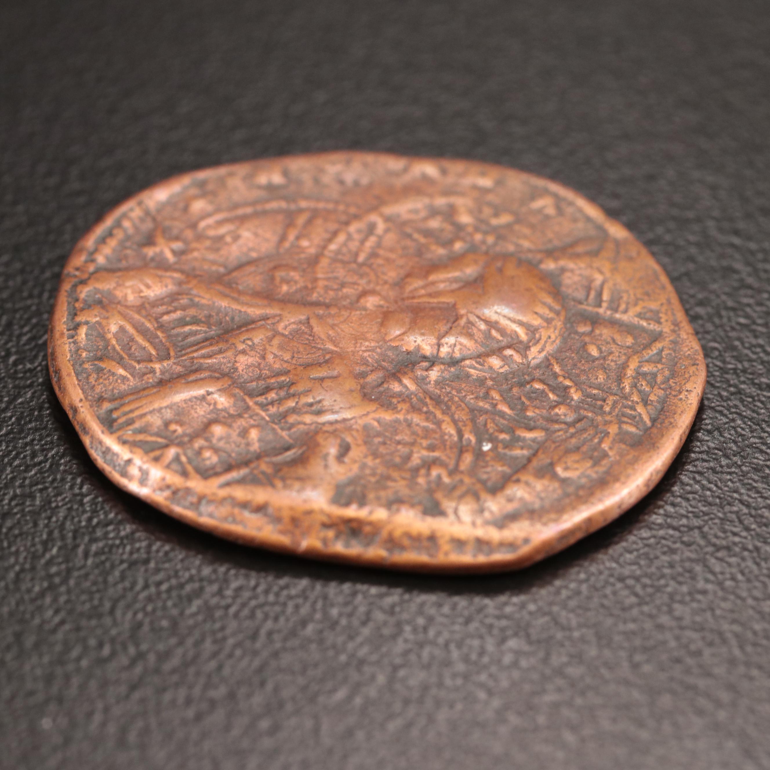 Ancient Byzantine "Anonymous" Follis Double-Struck Coin, ca. 1028 AD