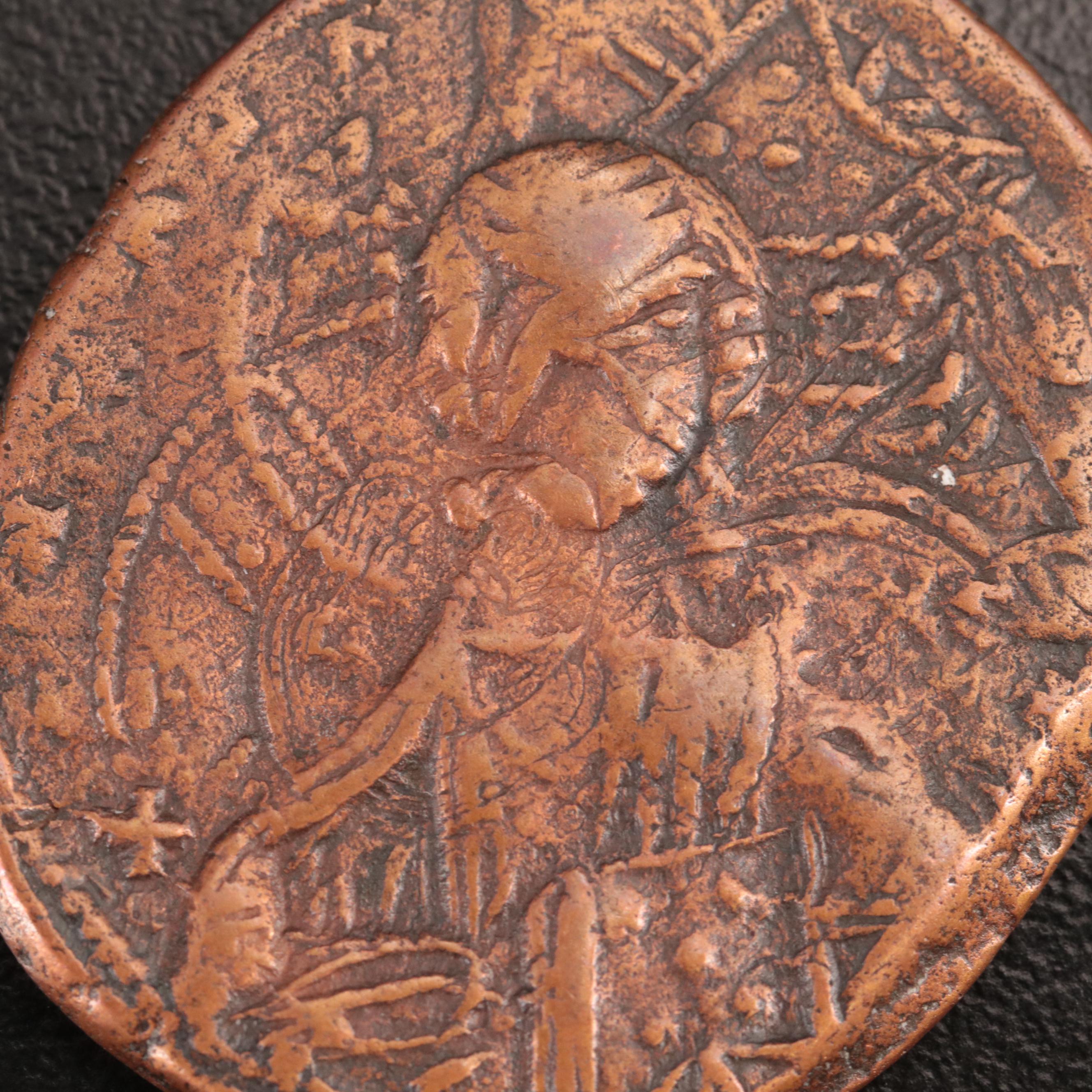 Ancient Byzantine "Anonymous" Follis Double-Struck Coin, ca. 1028 AD