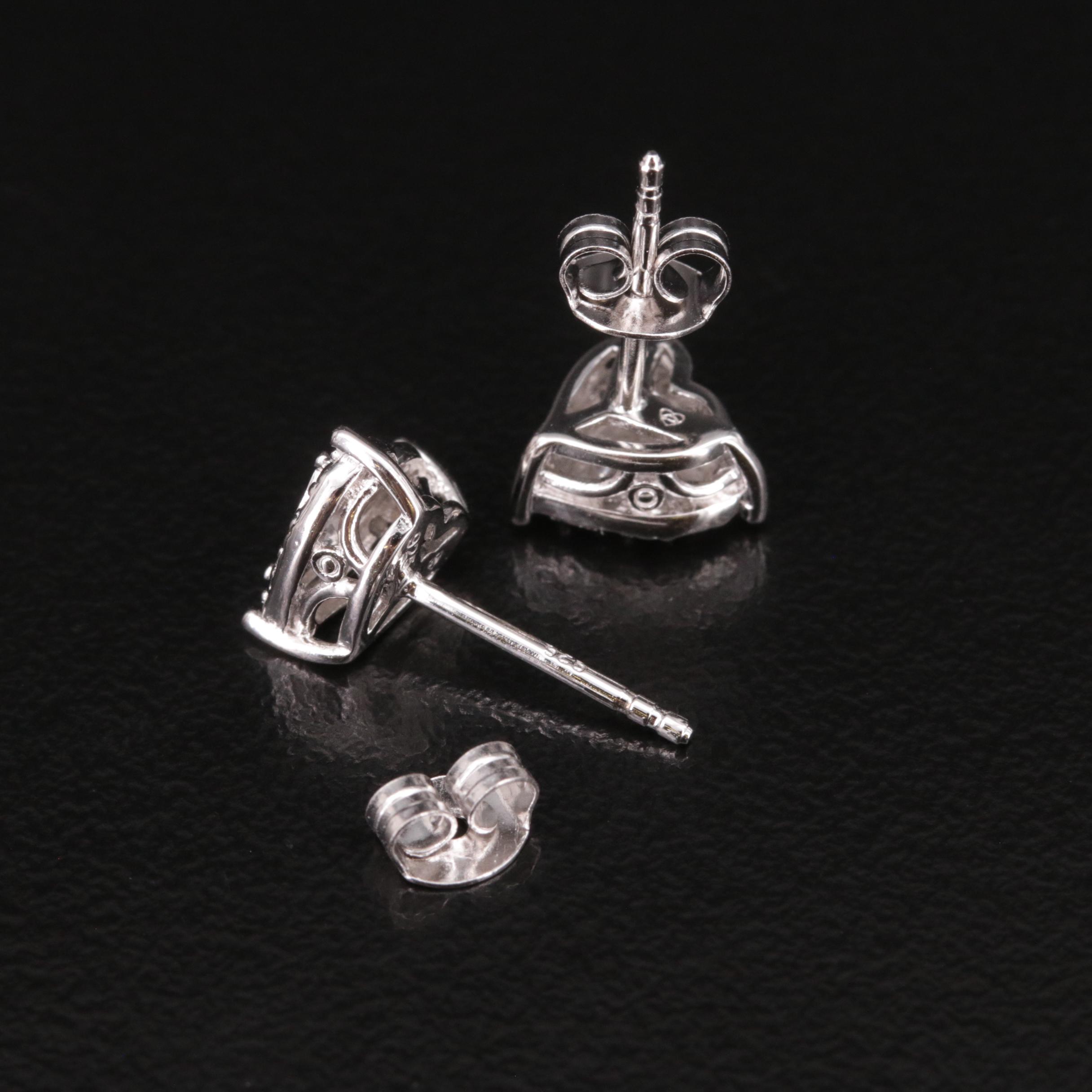 Sterling and Diamond Heart Stud Earrings