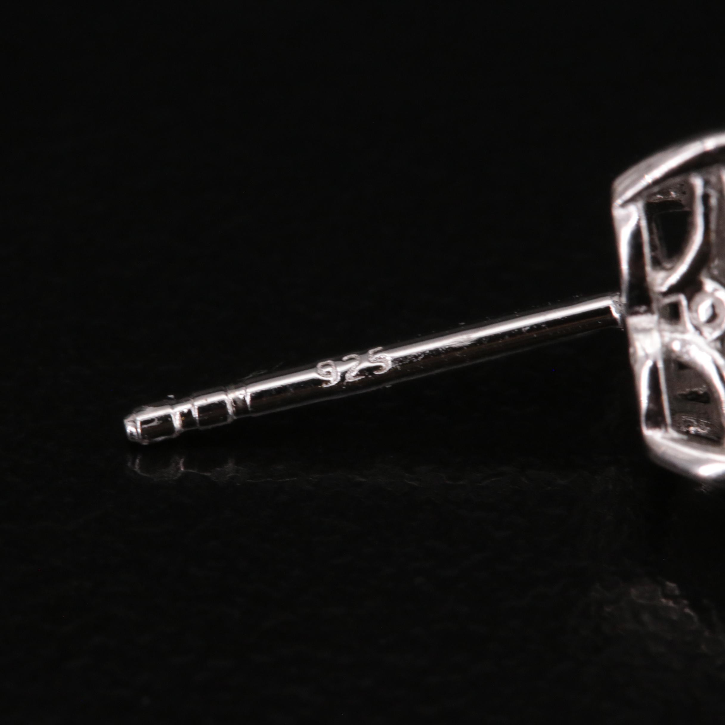 Sterling and Diamond Heart Stud Earrings