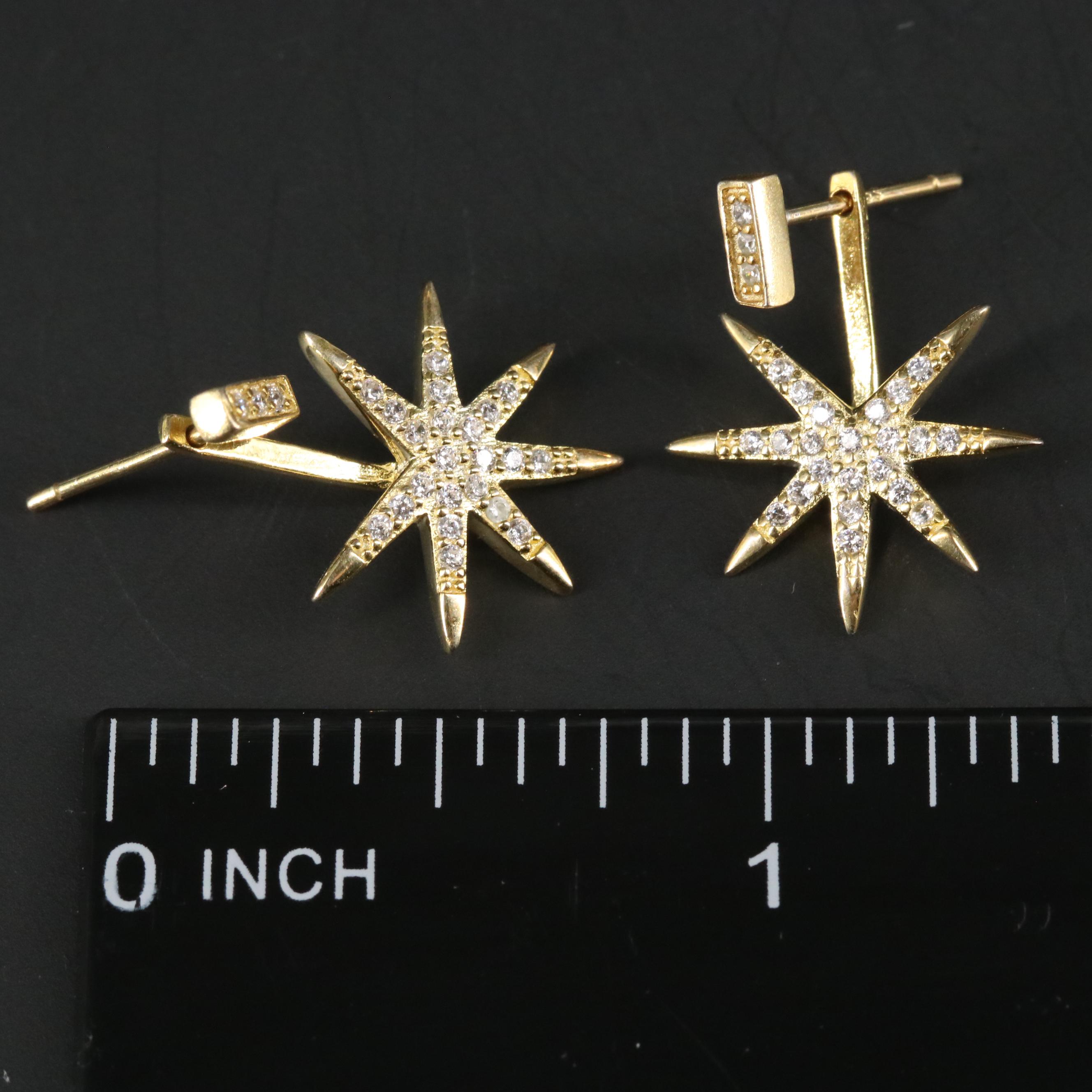 Sterling Silver Cubic Zirconia Front Back Earrings