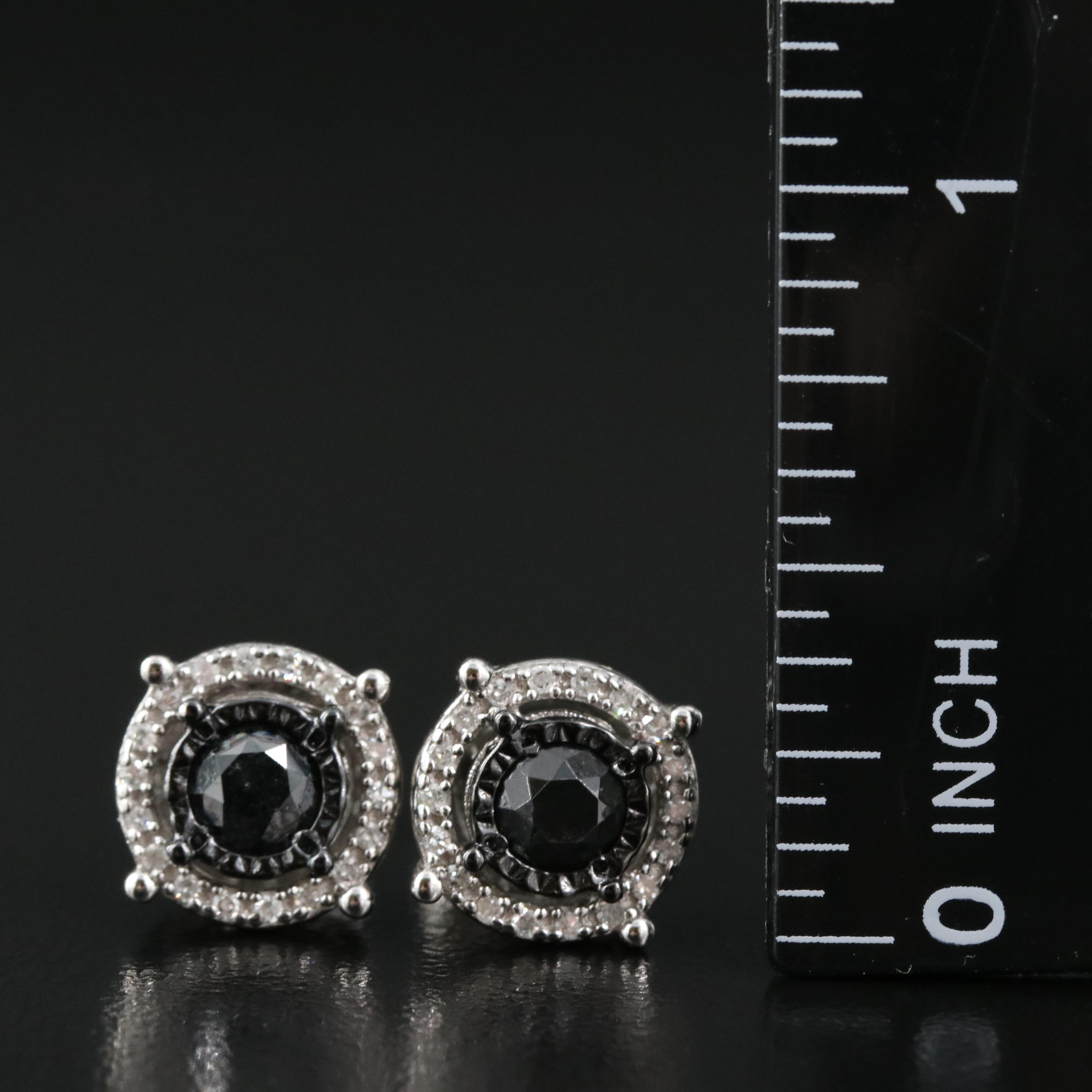 Sterling Diamond Halo Stud Earrings