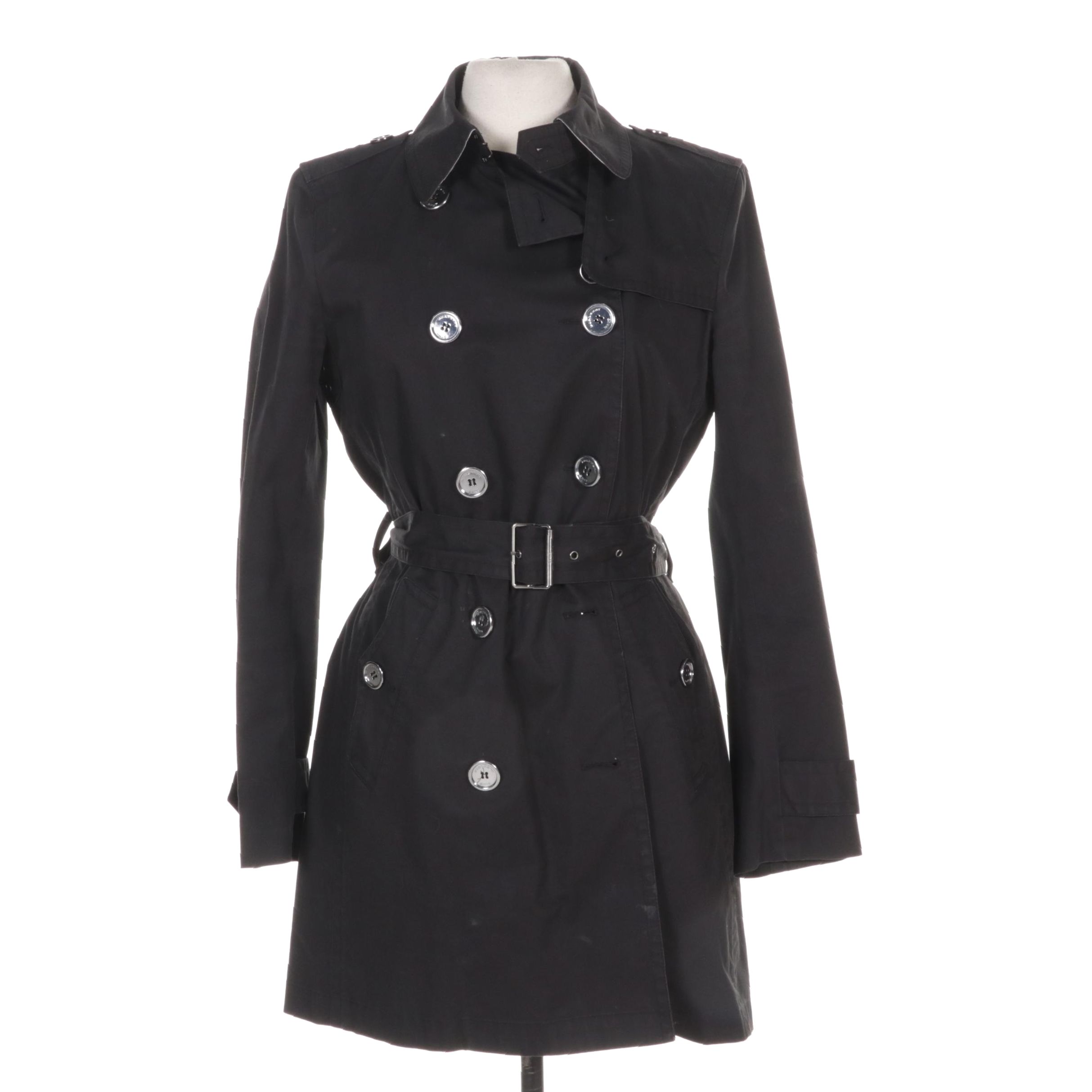 Burberrys Double-Breasted Trench Coat with Removable Wool Blend Liner