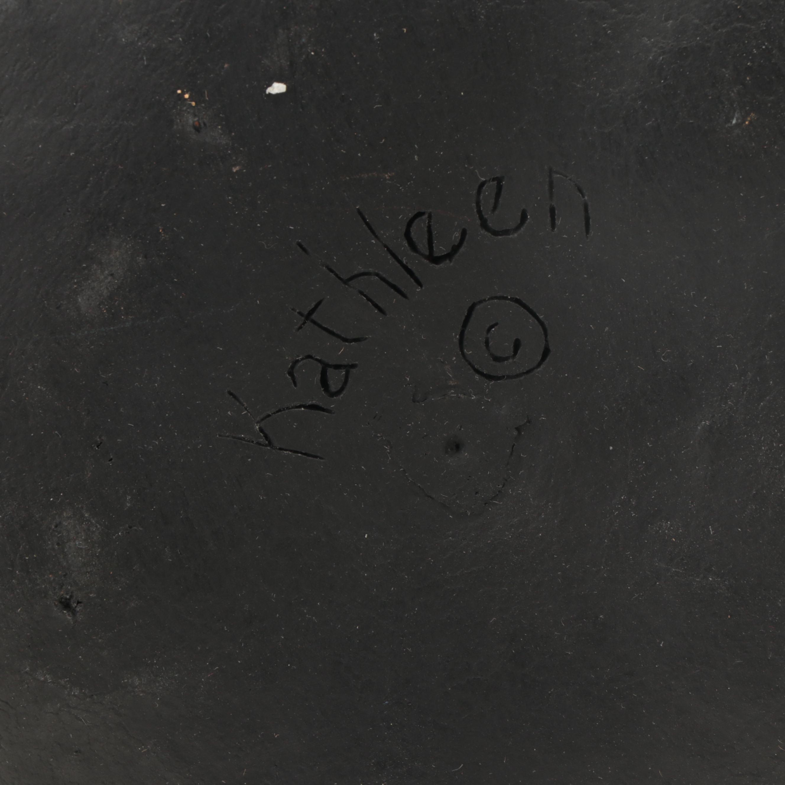 Kathleen Arndts Mixed Media Gourd Vessel with Other Hand-Painted Gourds