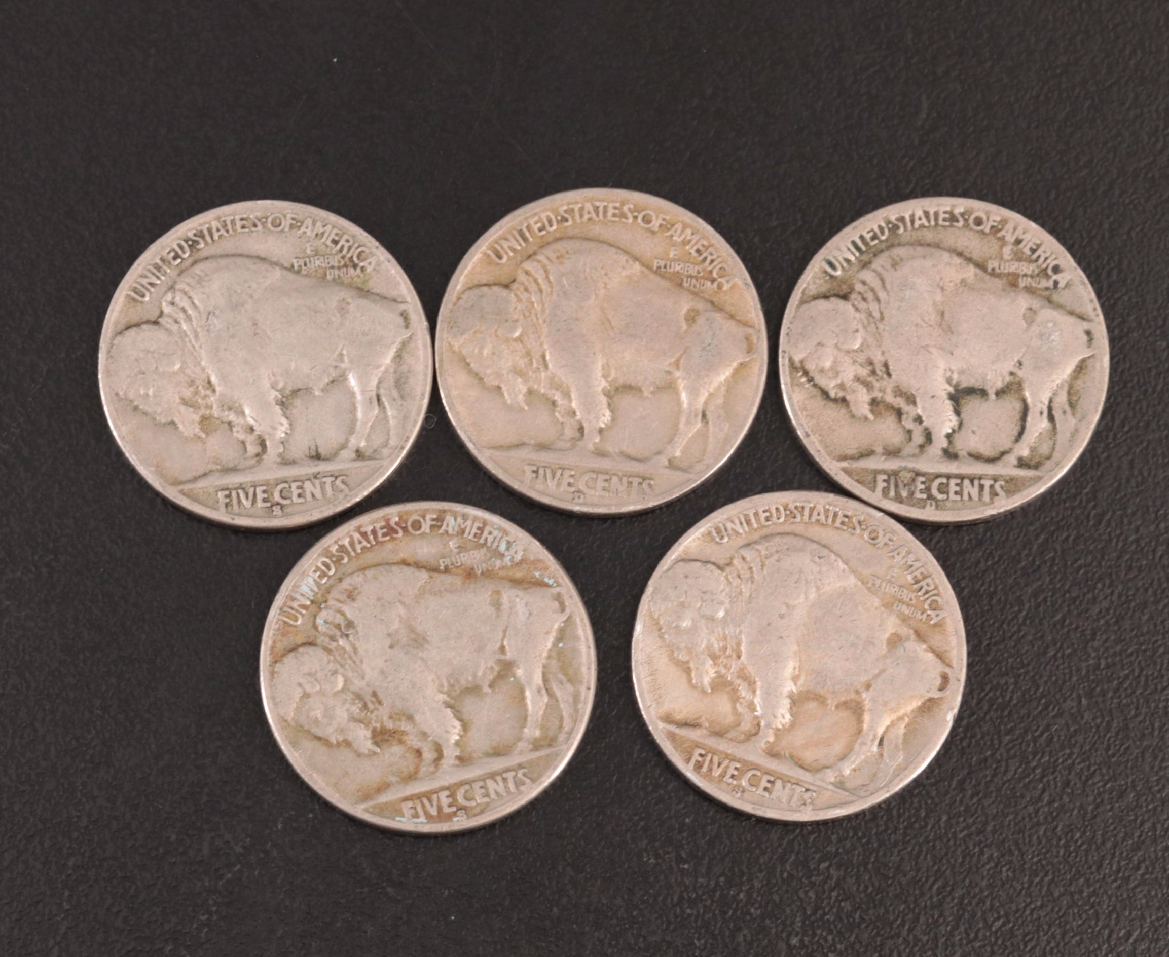 113 Buffalo Nickels With Dates and Mint Marks