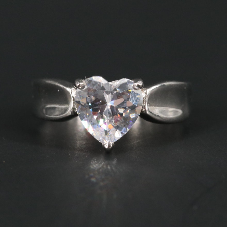 Sterling Silver Cubic Zirconia Heart Ring