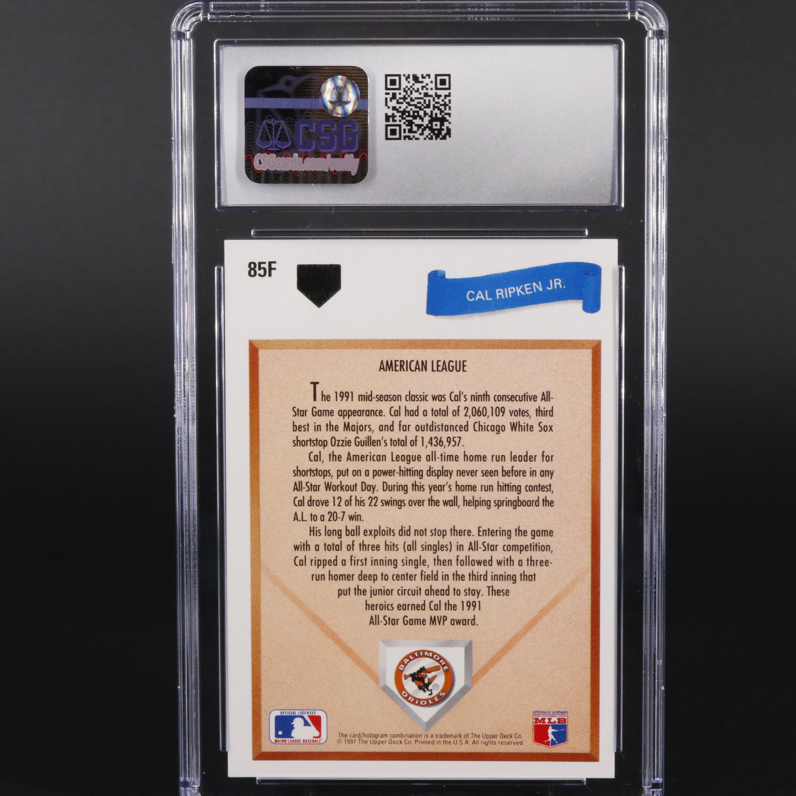 1991 Upper Deck Final Edition Cal Ripken Jr.  #85F Graded CSG MT 9 Baseball Card
