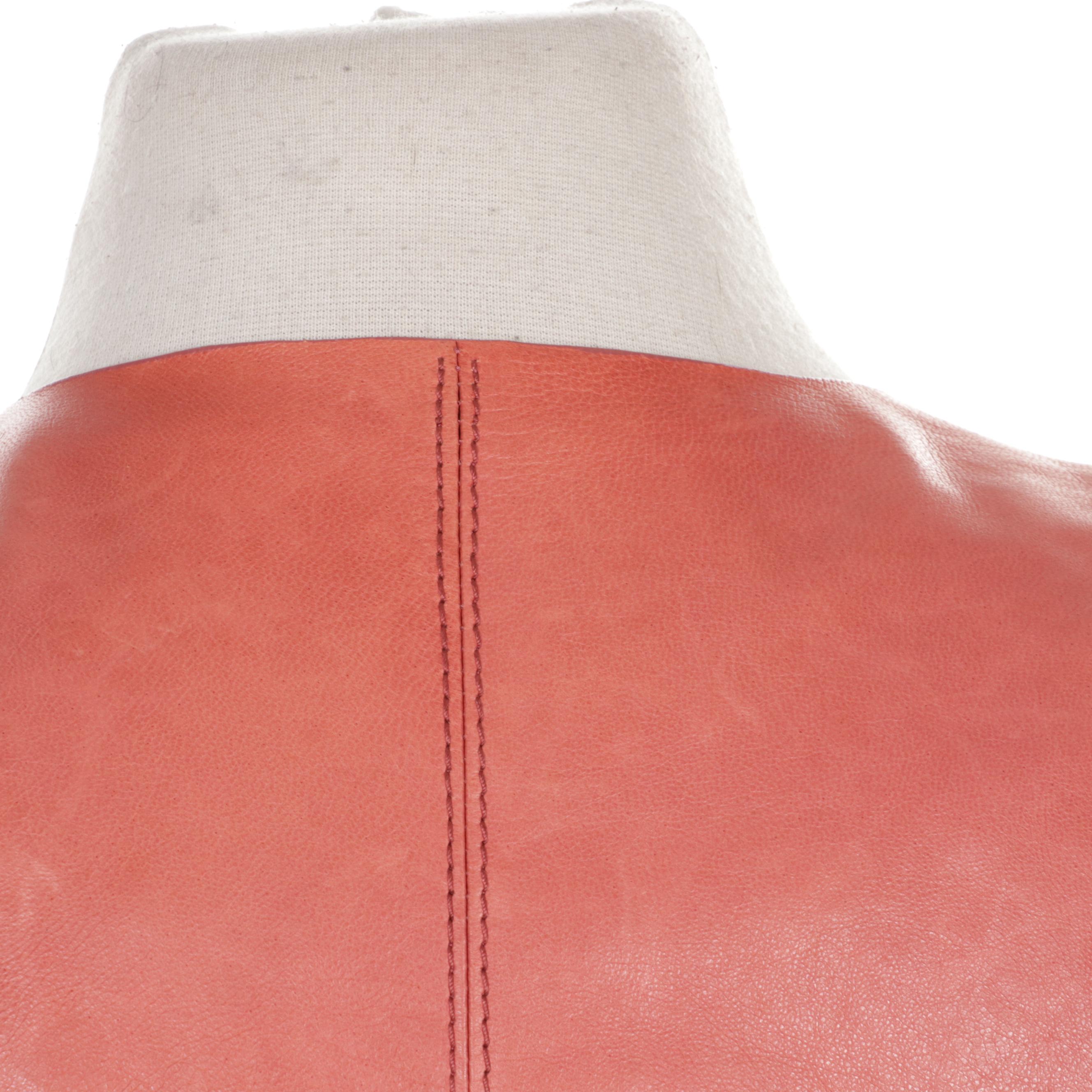 Lafayette 148 Open Front Coral Leather Jacket