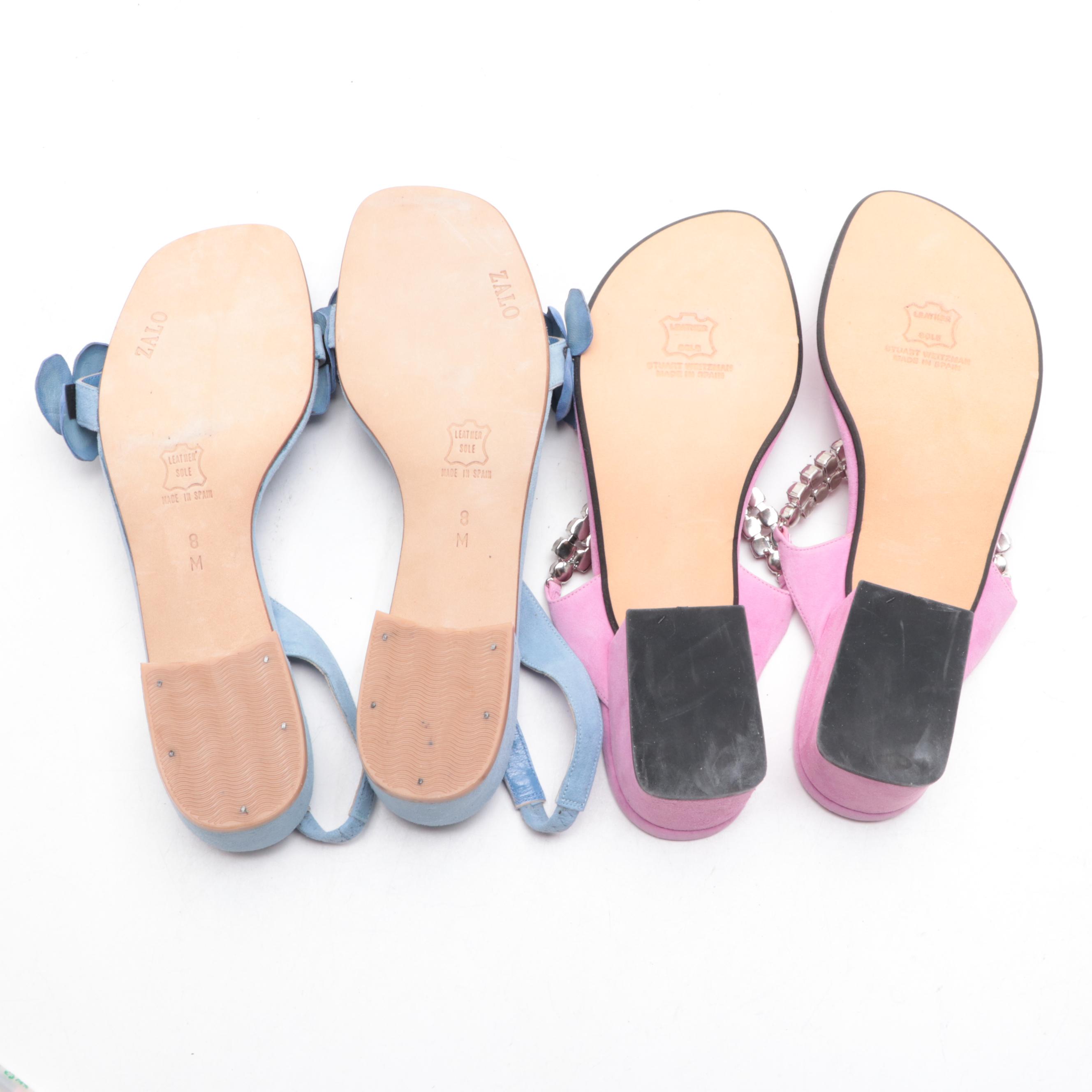Donald J Pliner, Stuart Weitzman, and Zalo Sandals and Slides with Low Heels