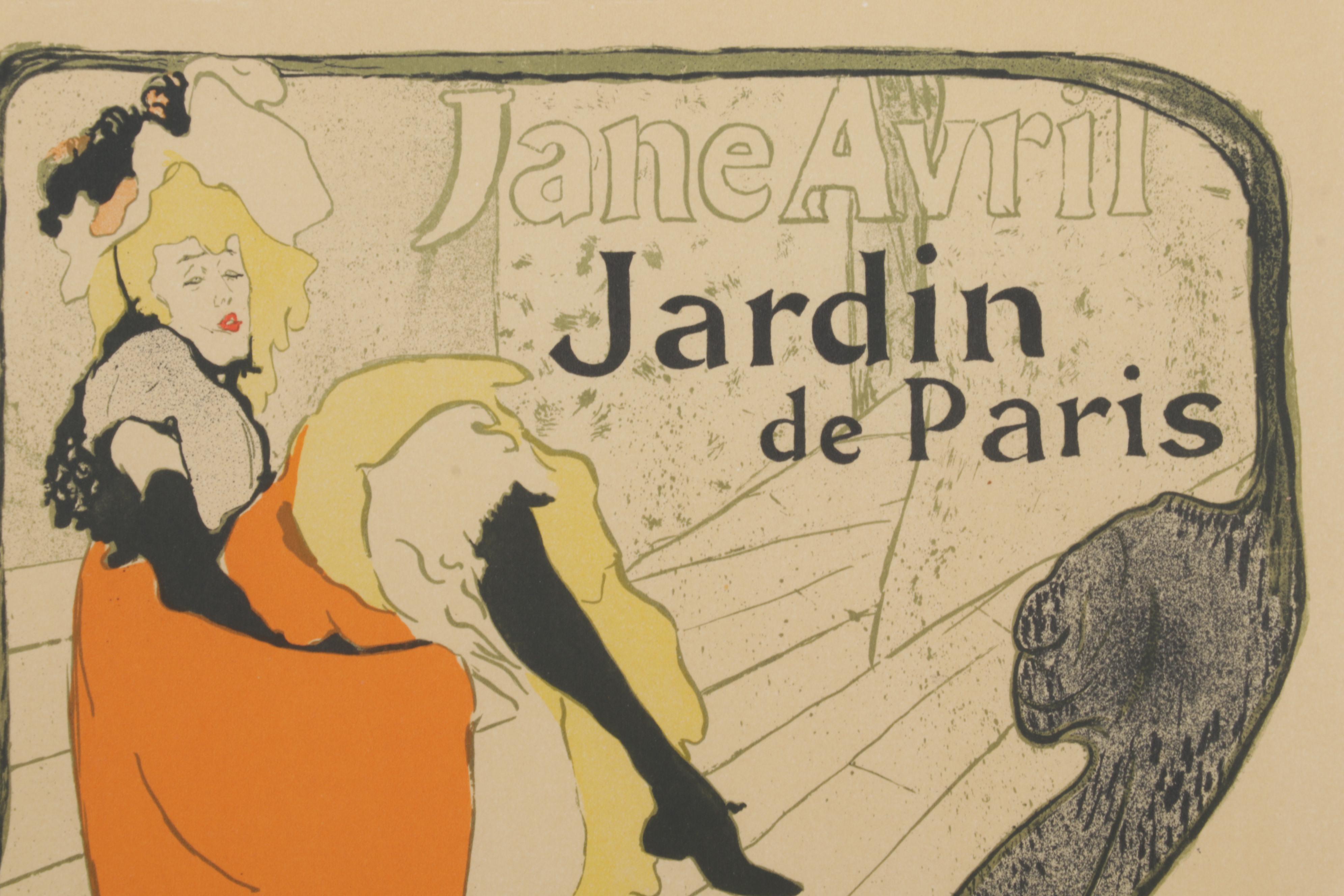 Color Lithograph After Henri de Toulouse-Lautrec "Jane Avril," Circa 1946