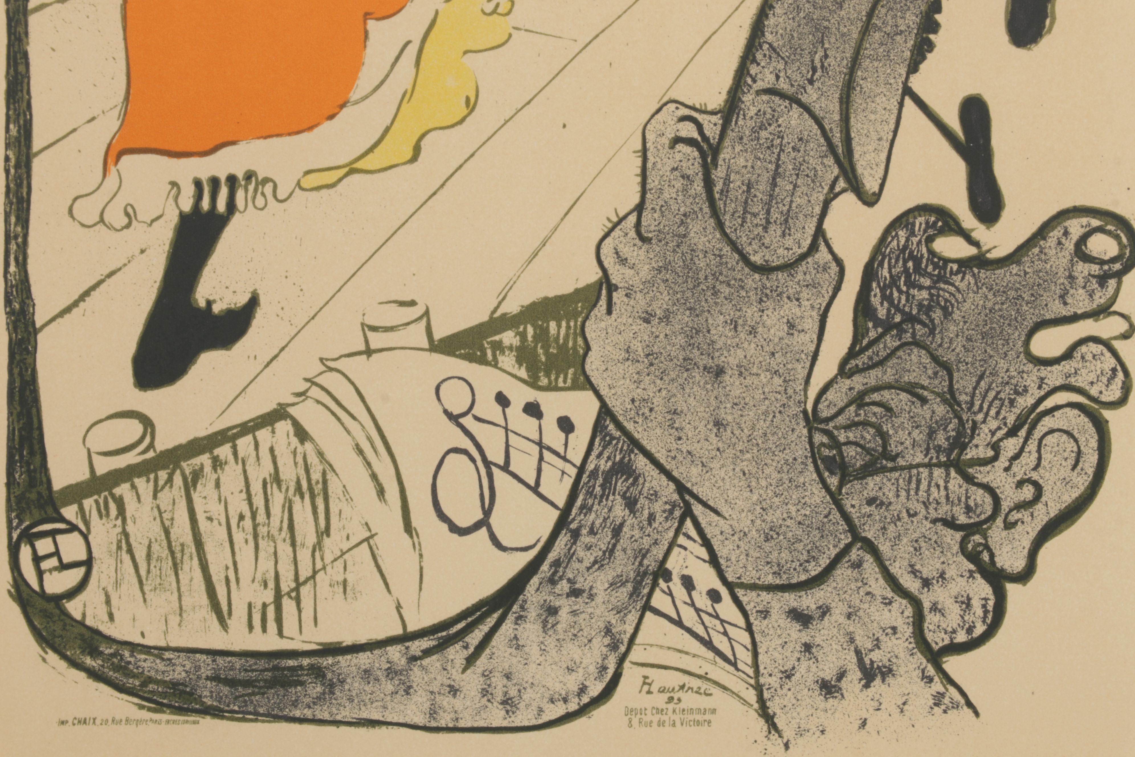 Color Lithograph After Henri de Toulouse-Lautrec "Jane Avril," Circa 1946