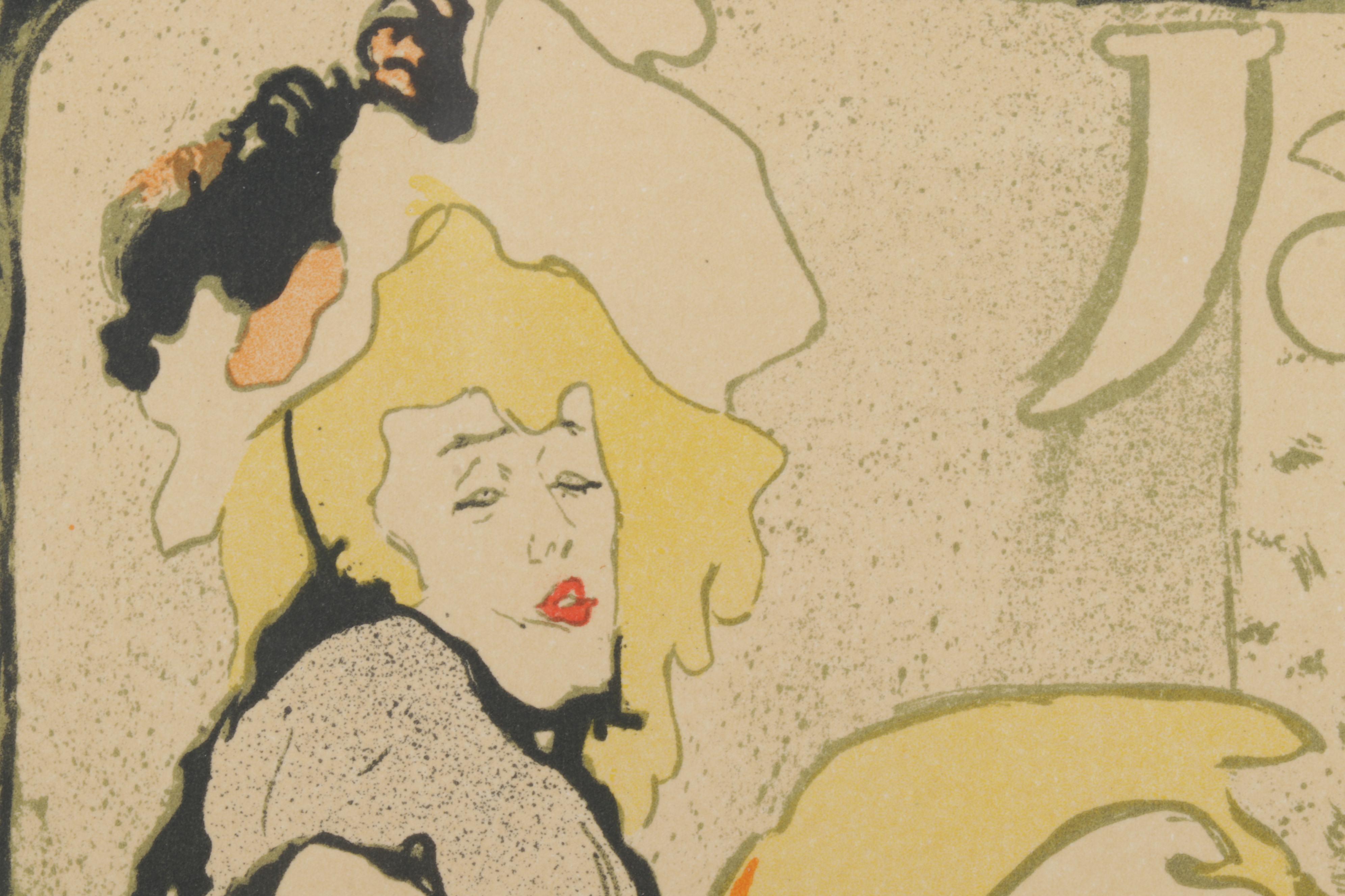 Color Lithograph After Henri de Toulouse-Lautrec "Jane Avril," Circa 1946