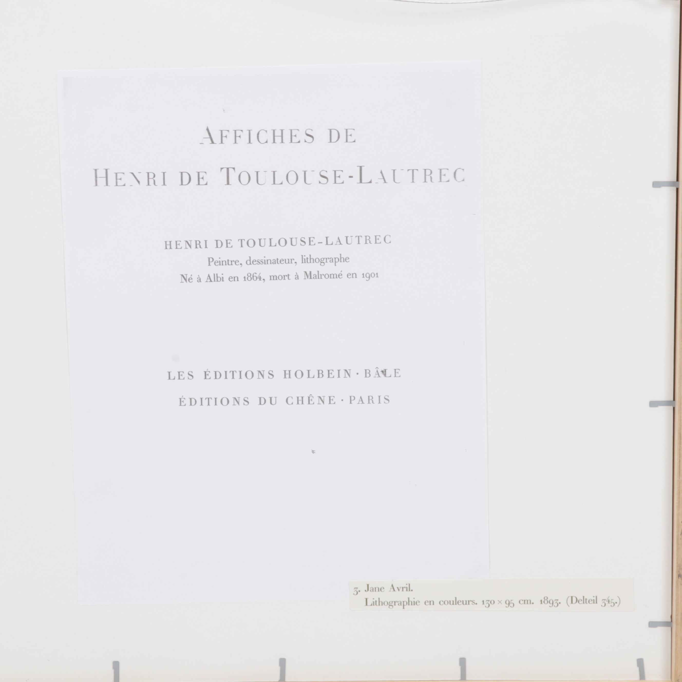 Color Lithograph After Henri de Toulouse-Lautrec "Jane Avril," Circa 1946