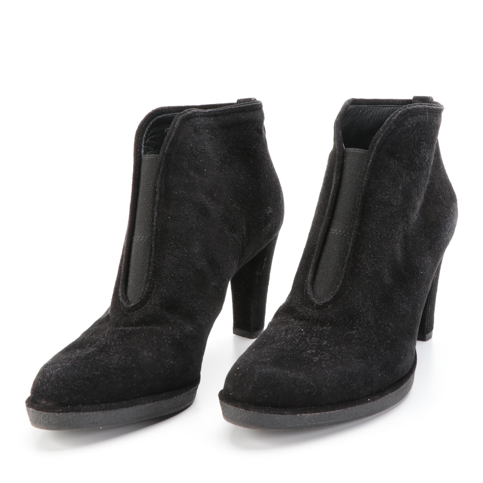 Stuart Weitzman Suede Booties and Nine West High Life Caged Sandals