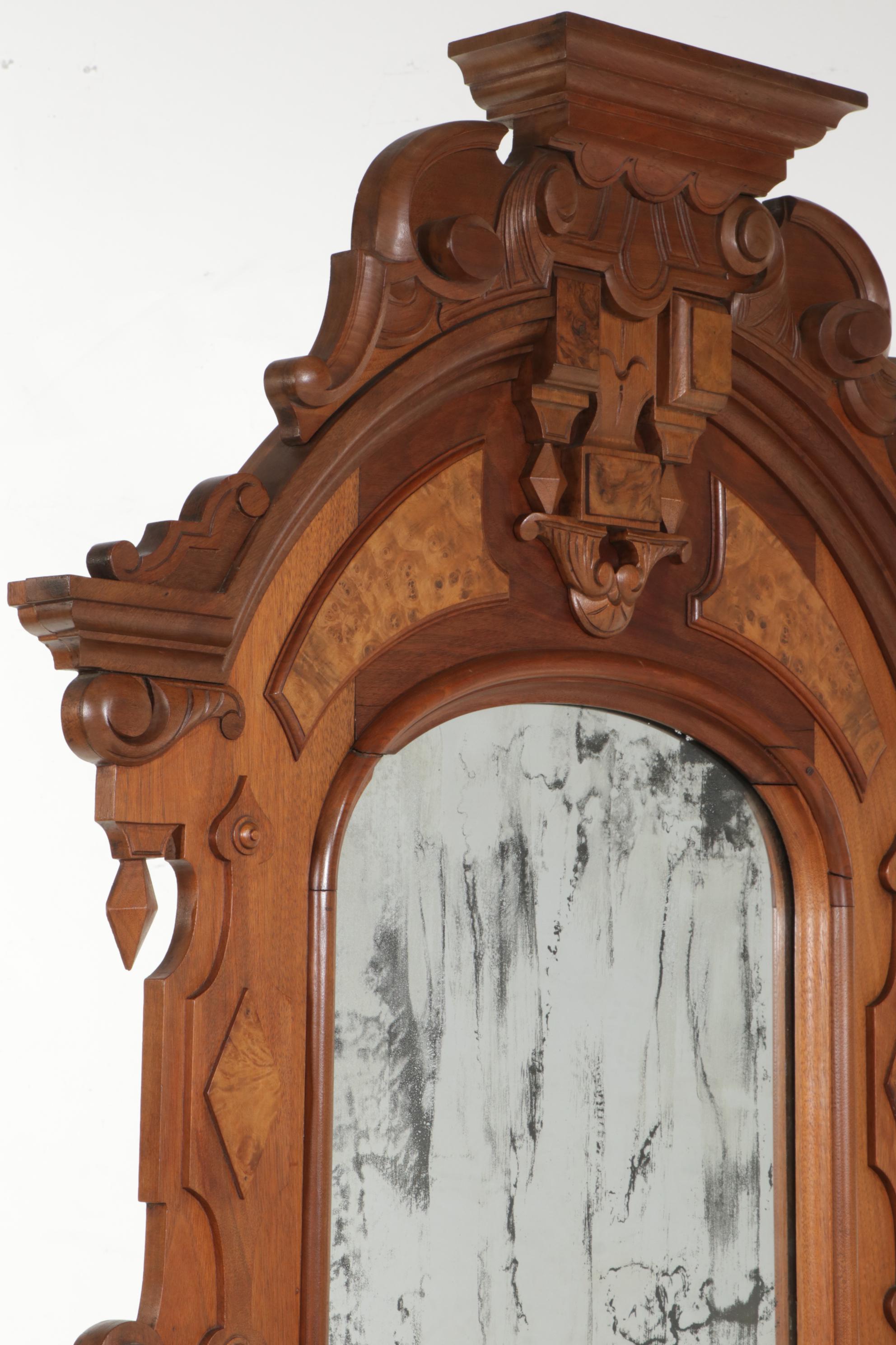 Victorian Walnut, Burl Walnut and Marble-Top Dresser, Late 19th Century