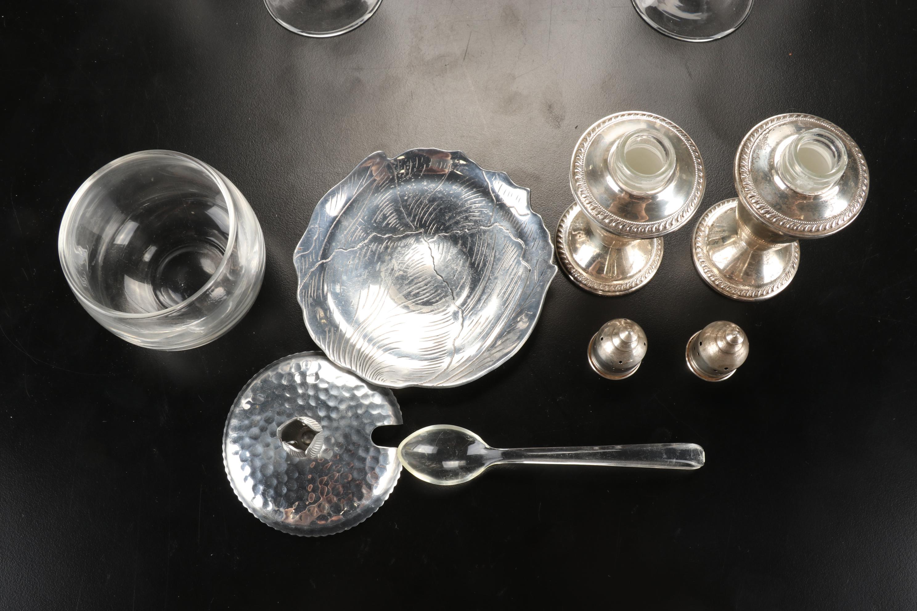 Fostoria "Wheat" & "Holly" Stemware & Tumblers with Other Table Accessories