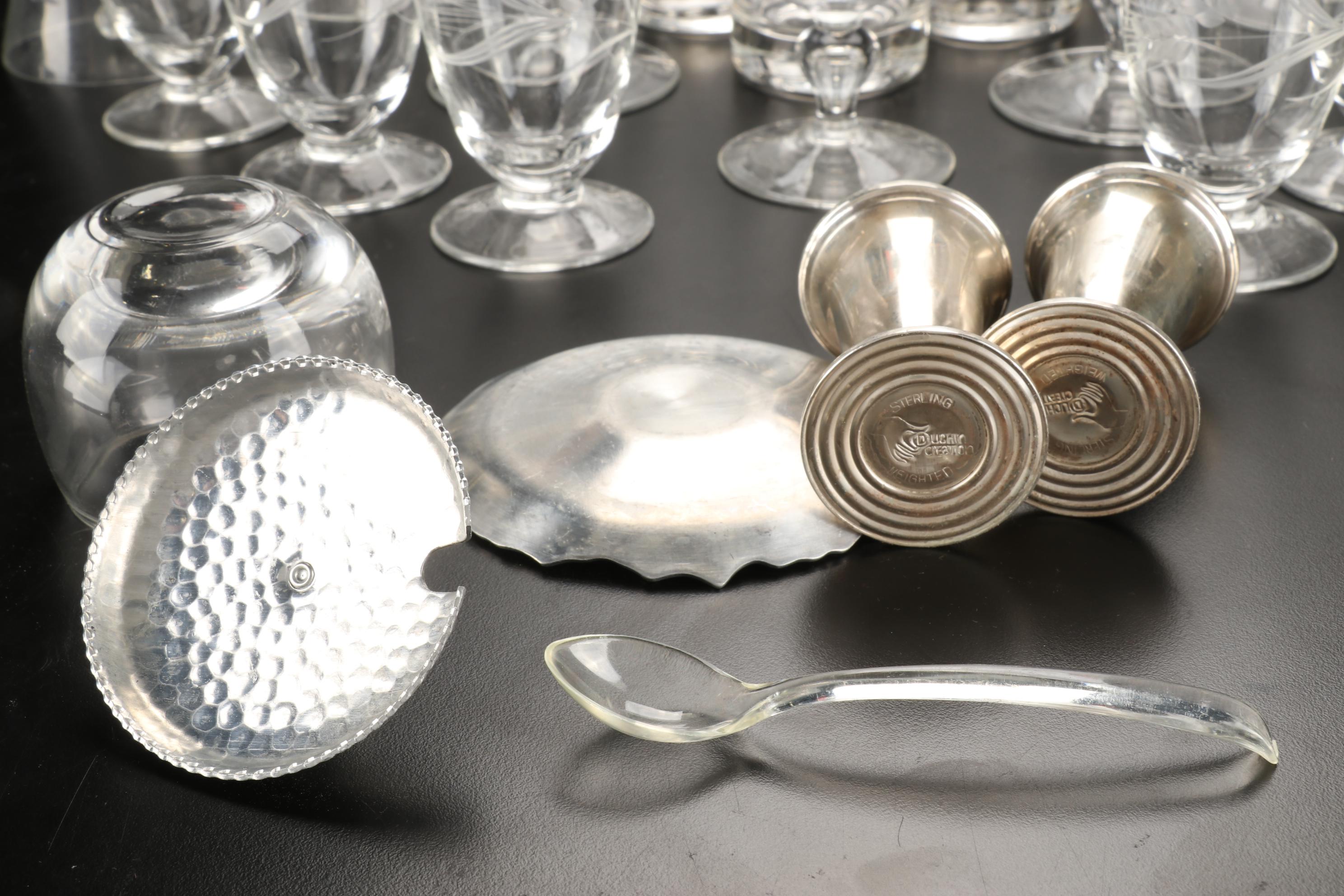 Fostoria "Wheat" & "Holly" Stemware & Tumblers with Other Table Accessories