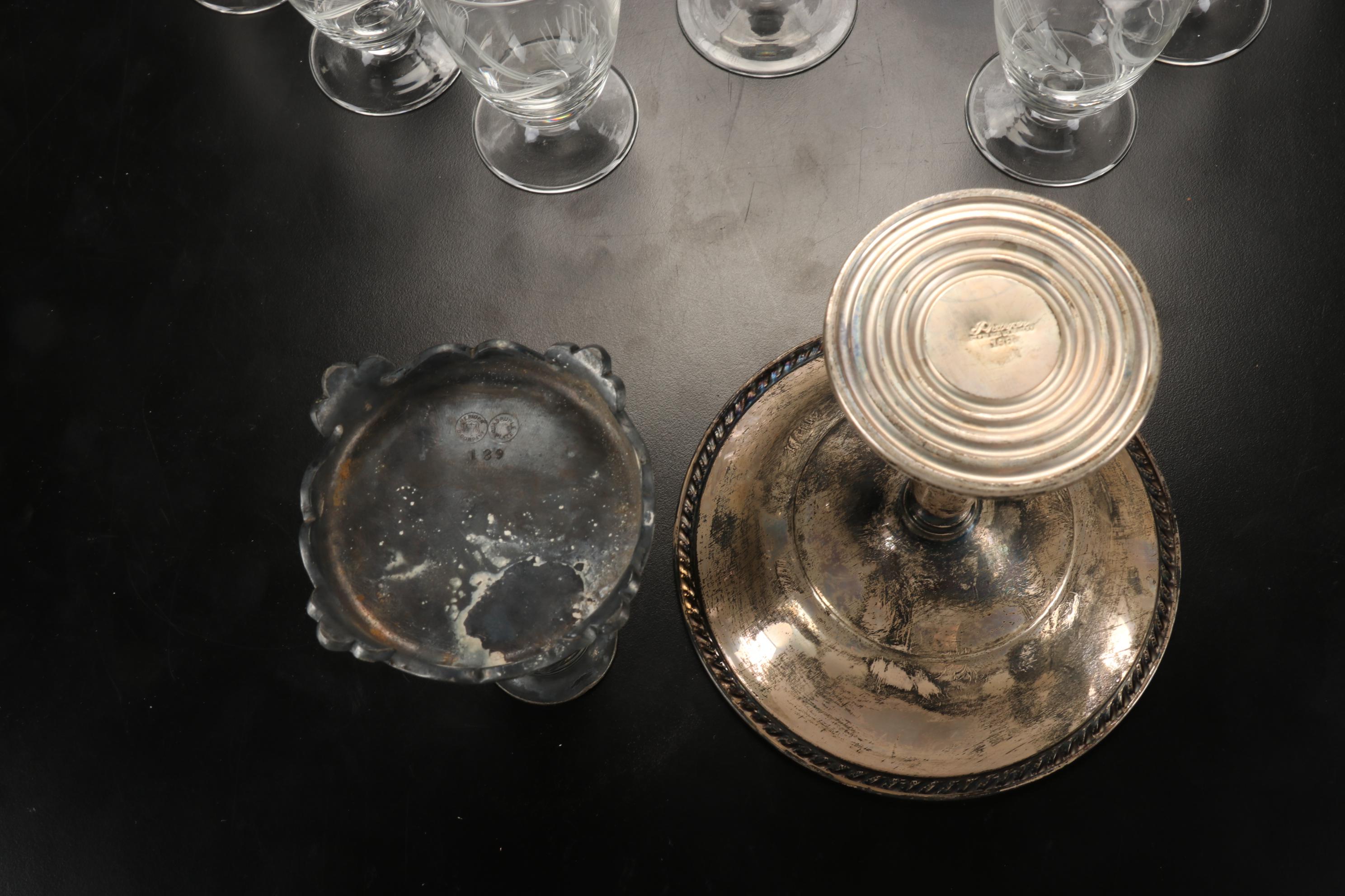 Fostoria "Wheat" & "Holly" Stemware & Tumblers with Other Table Accessories