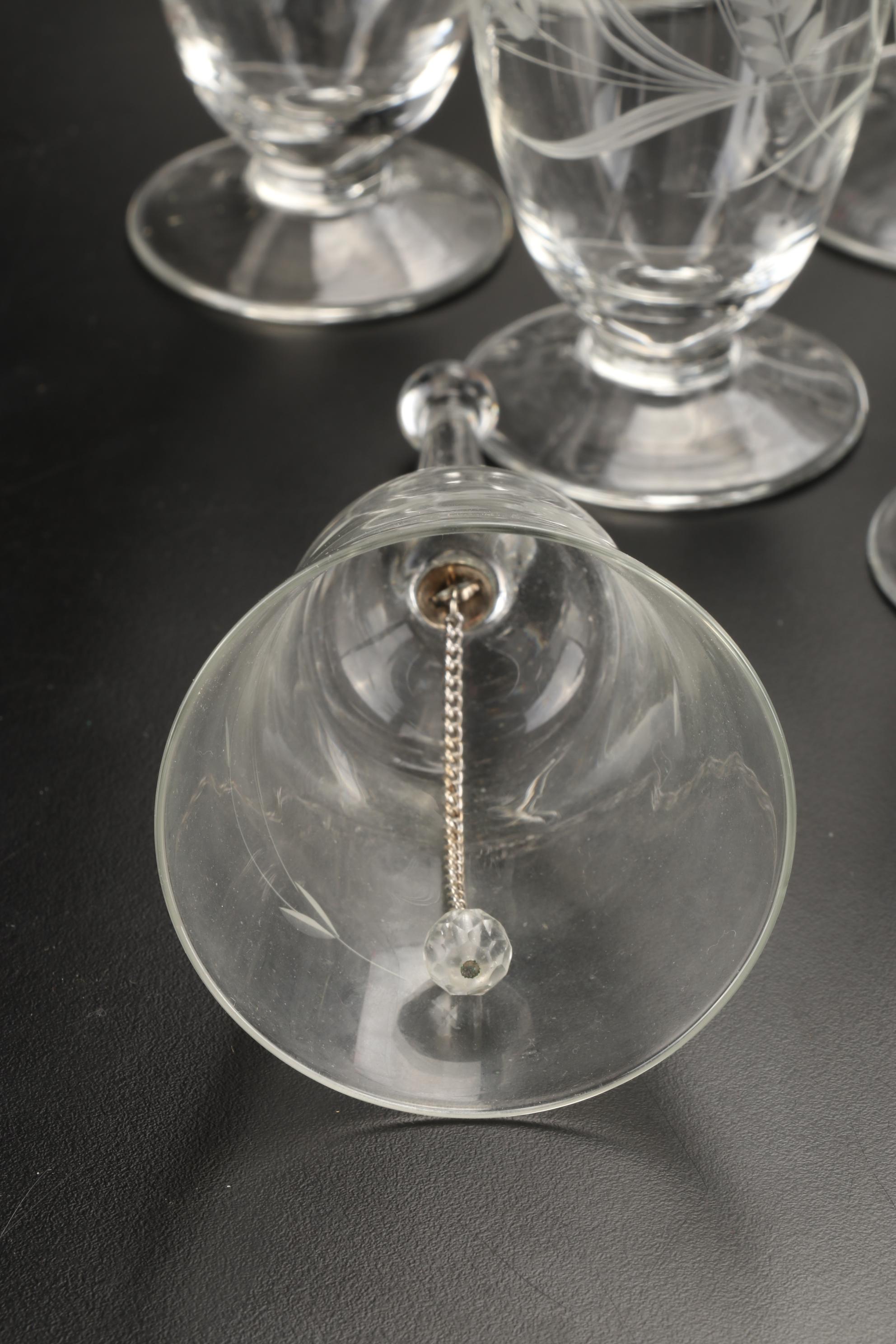 Fostoria "Wheat" & "Holly" Stemware & Tumblers with Other Table Accessories