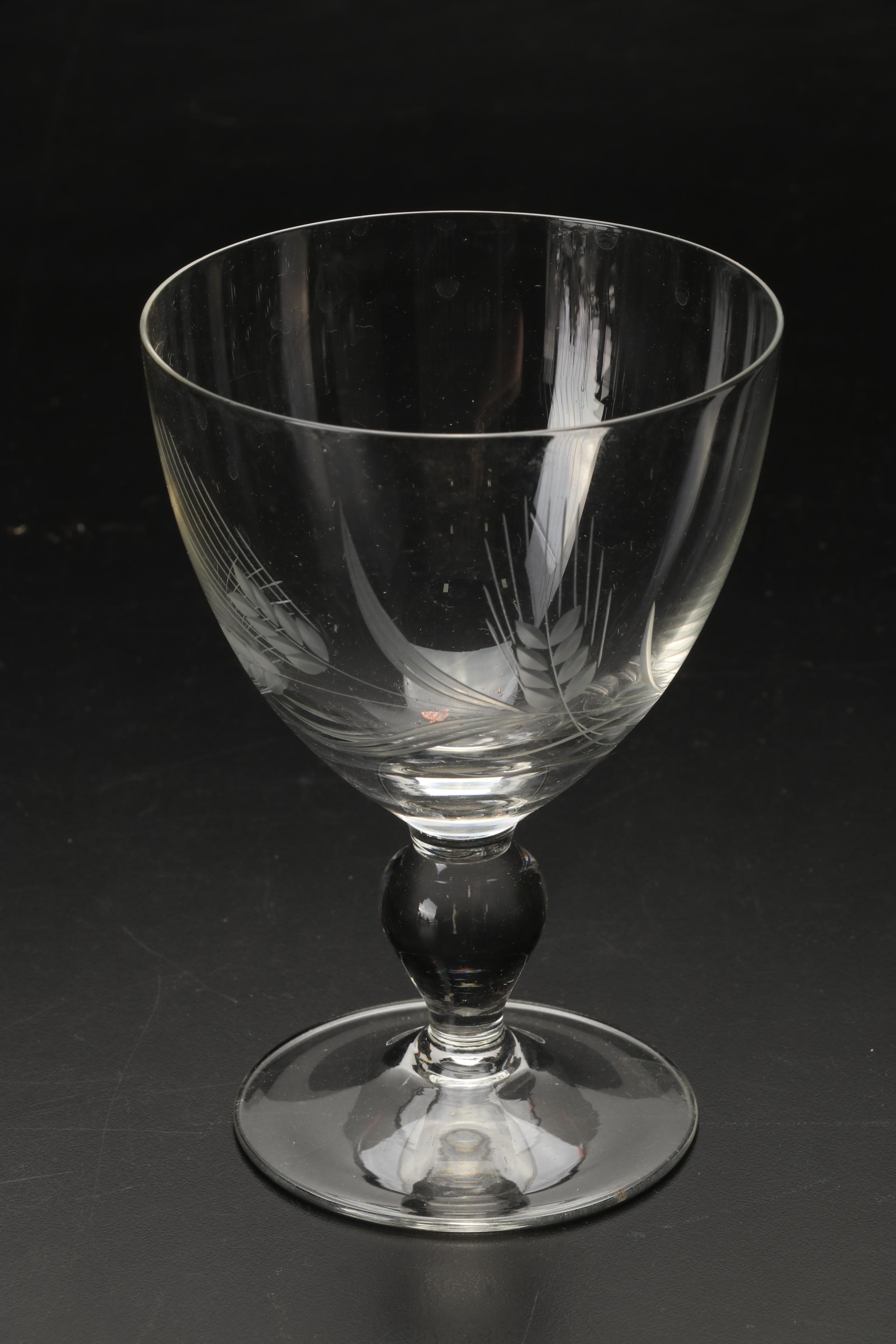 Fostoria "Wheat" & "Holly" Stemware & Tumblers with Other Table Accessories