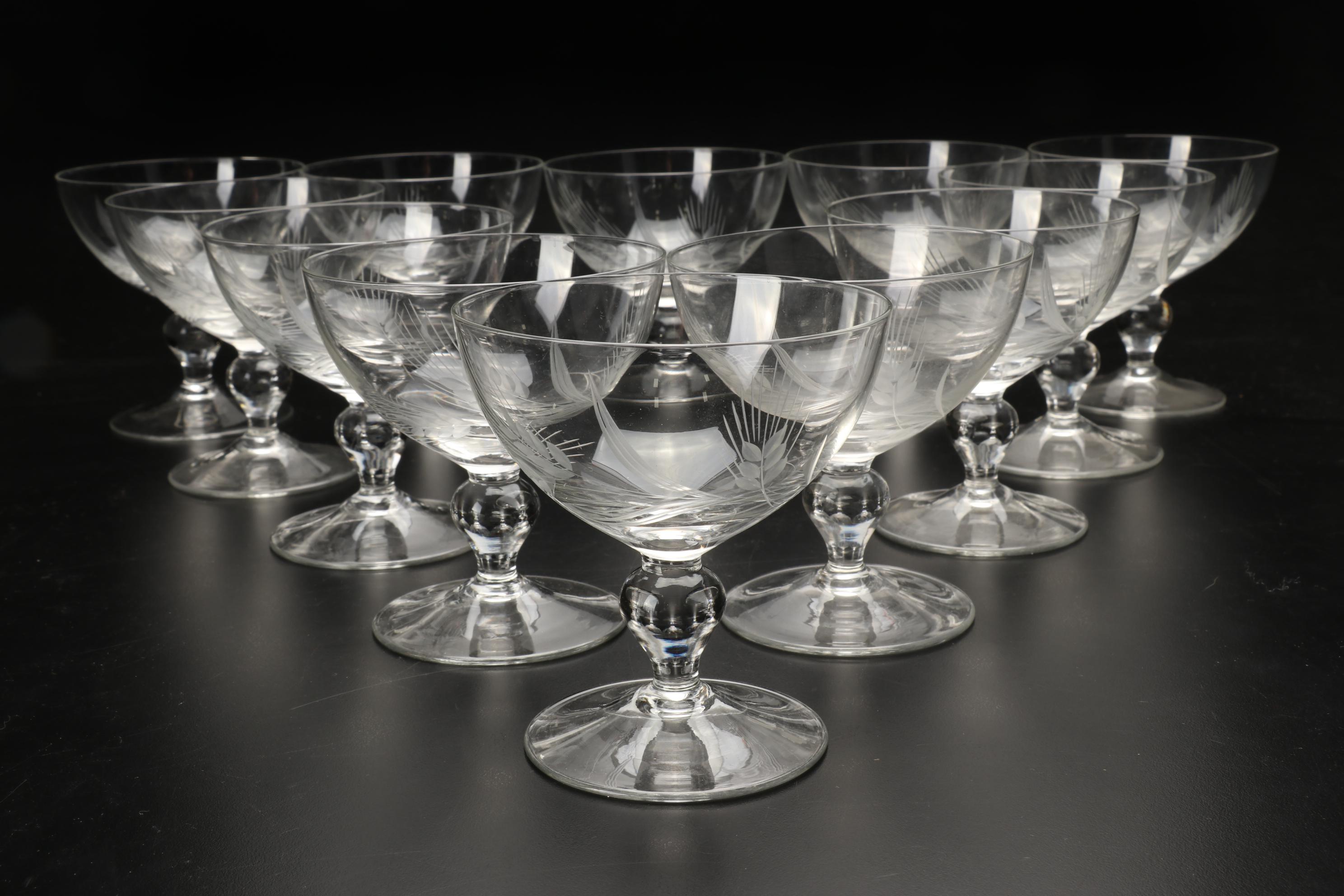 Fostoria "Wheat" & "Holly" Stemware & Tumblers with Other Table Accessories