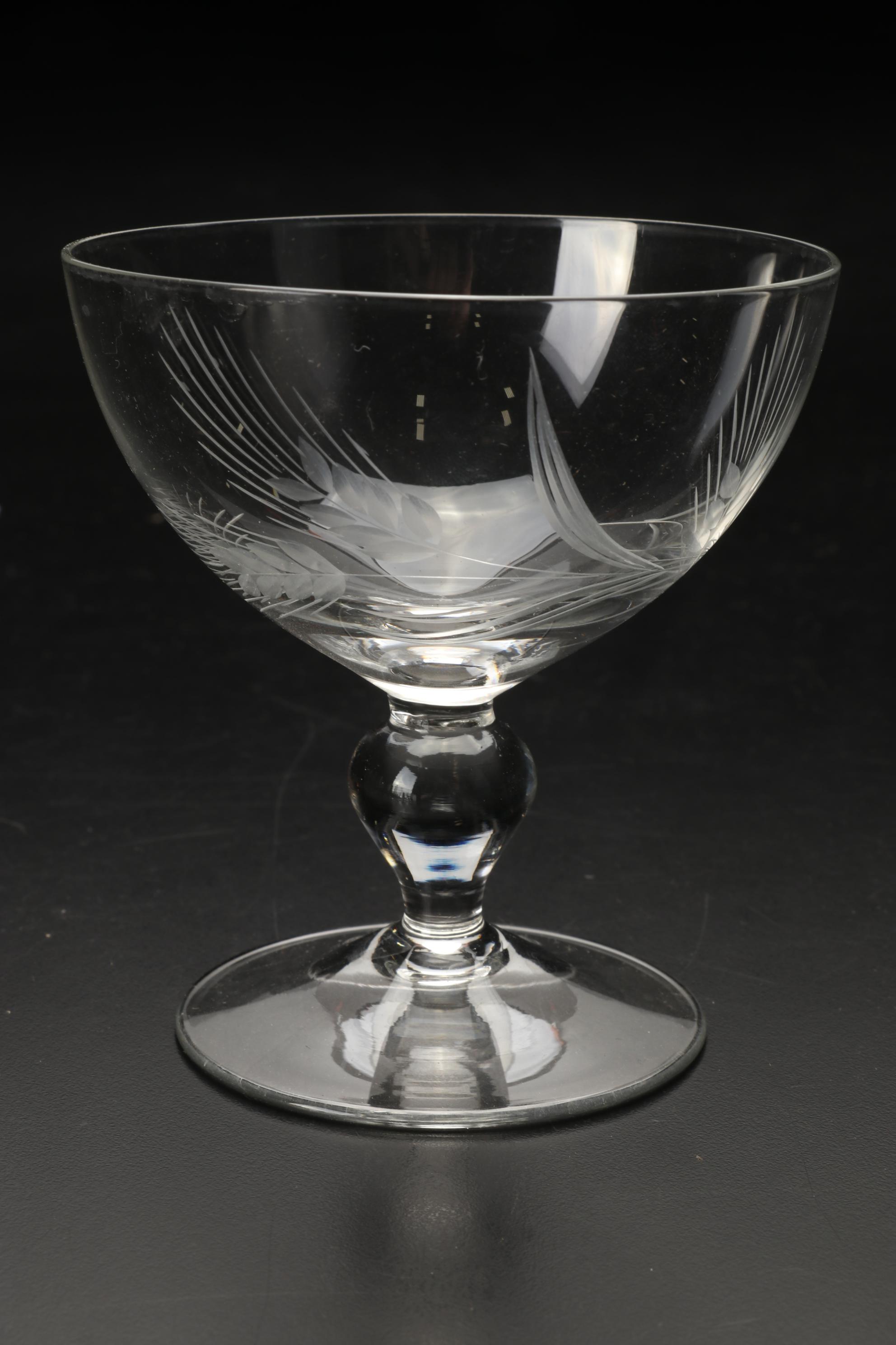 Fostoria "Wheat" & "Holly" Stemware & Tumblers with Other Table Accessories