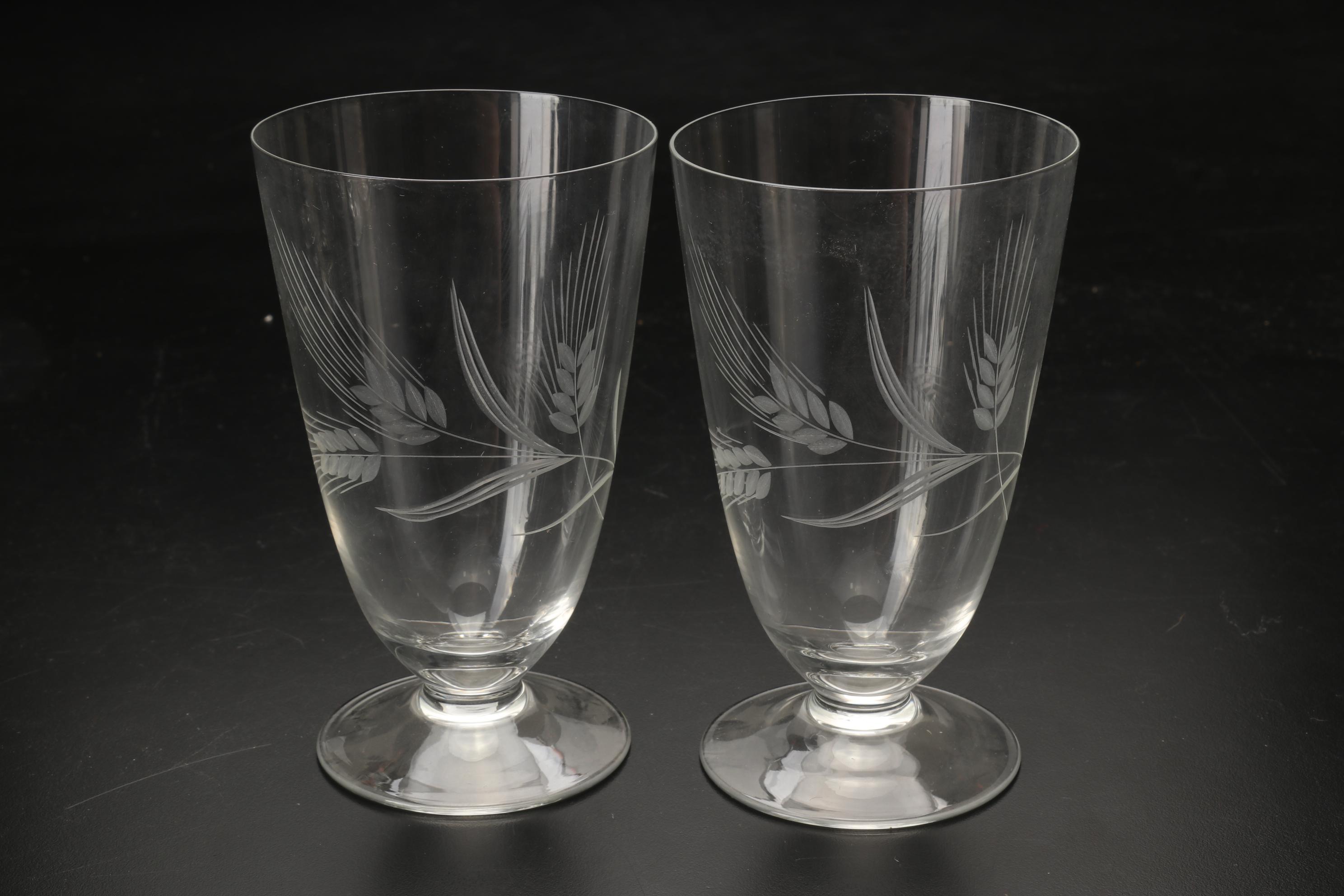 Fostoria "Wheat" & "Holly" Stemware & Tumblers with Other Table Accessories