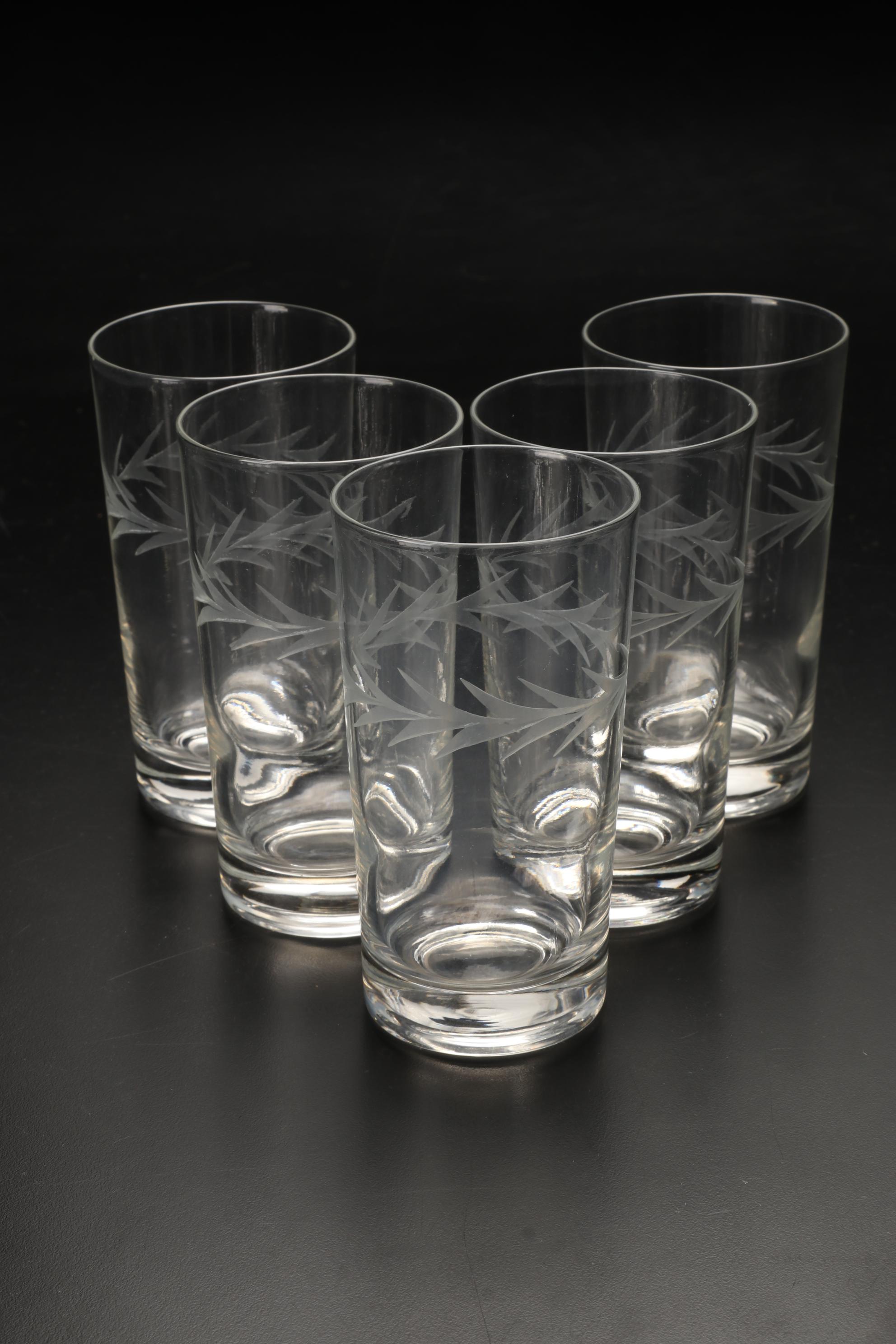 Fostoria "Wheat" & "Holly" Stemware & Tumblers with Other Table Accessories