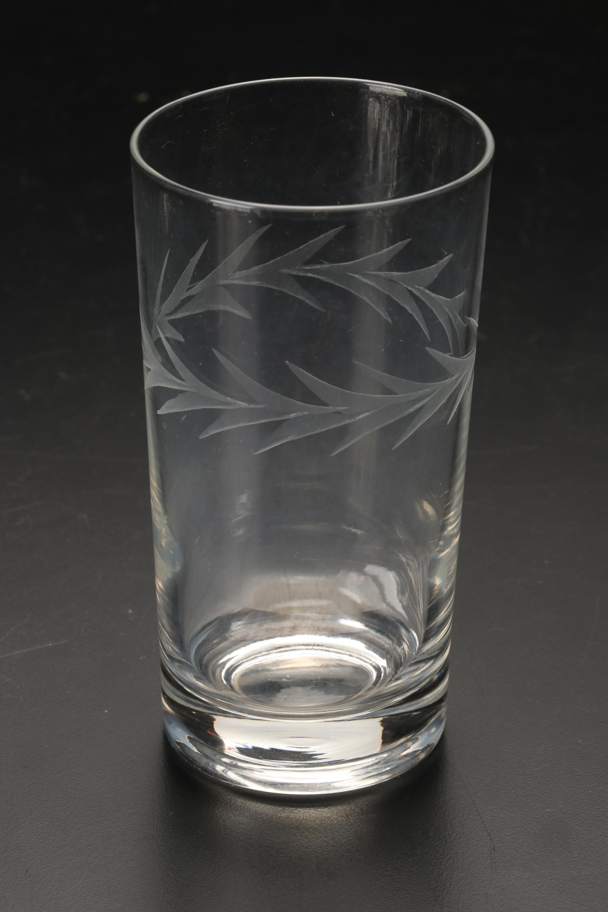 Fostoria "Wheat" & "Holly" Stemware & Tumblers with Other Table Accessories