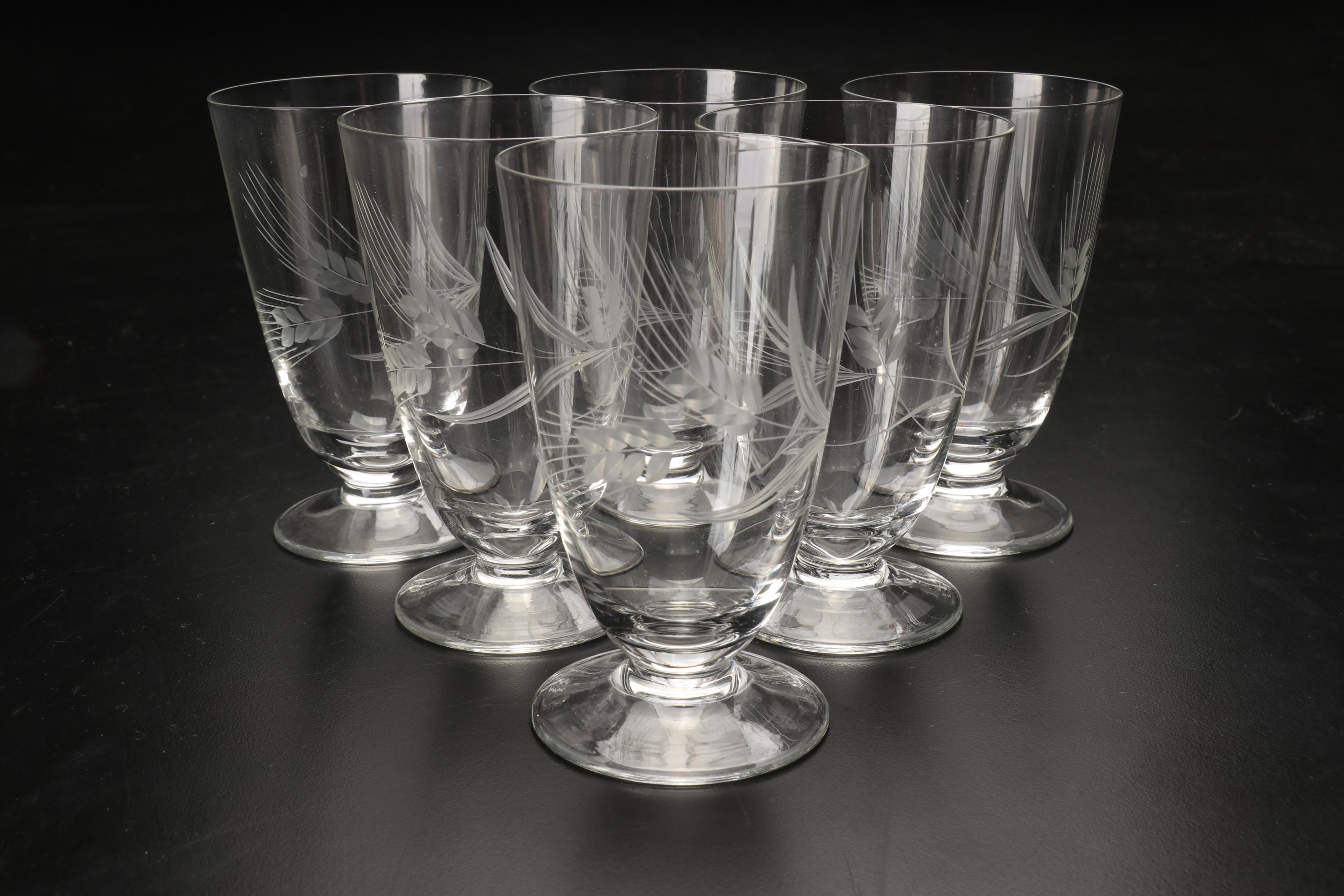 Fostoria "Wheat" & "Holly" Stemware & Tumblers with Other Table Accessories