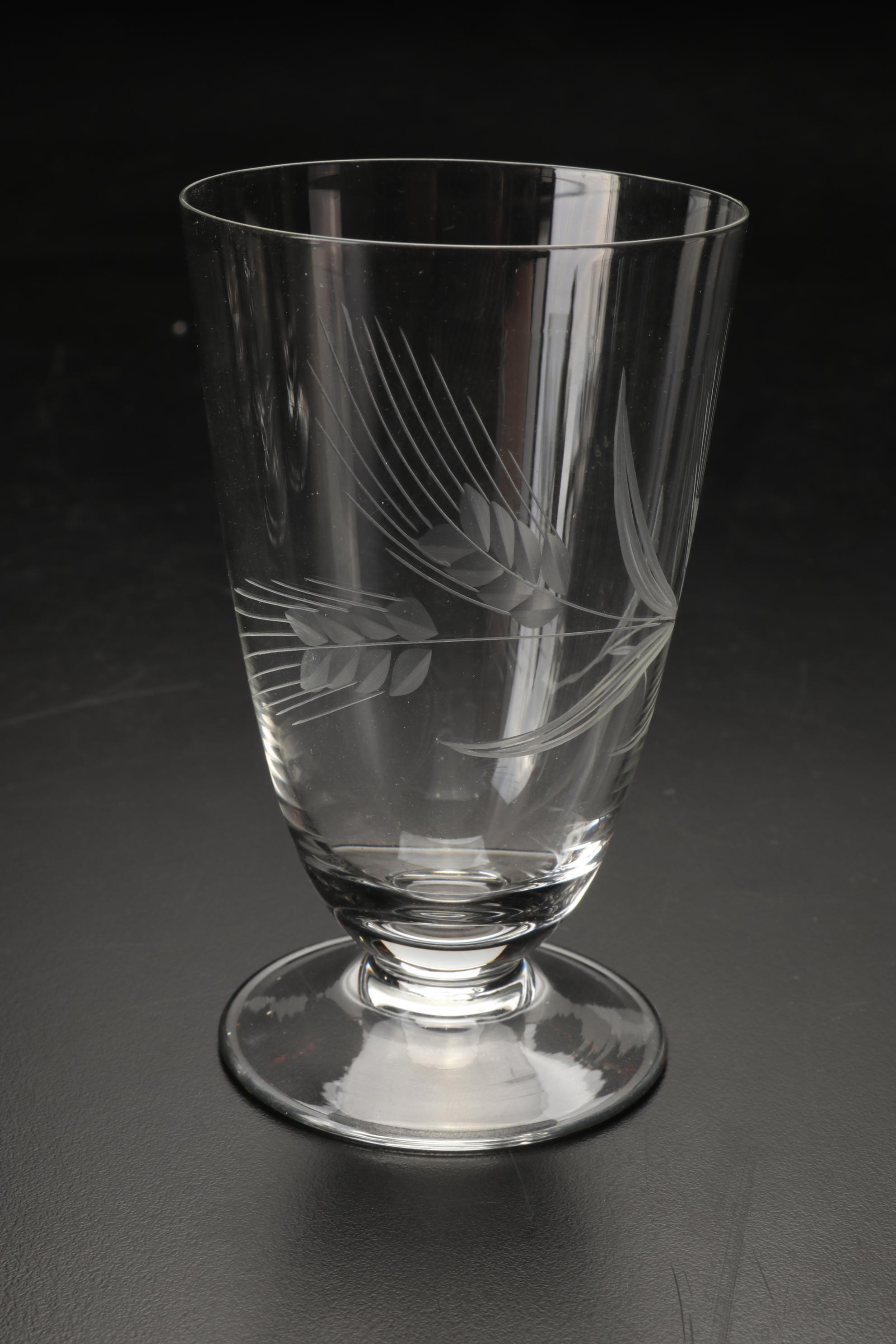 Fostoria "Wheat" & "Holly" Stemware & Tumblers with Other Table Accessories