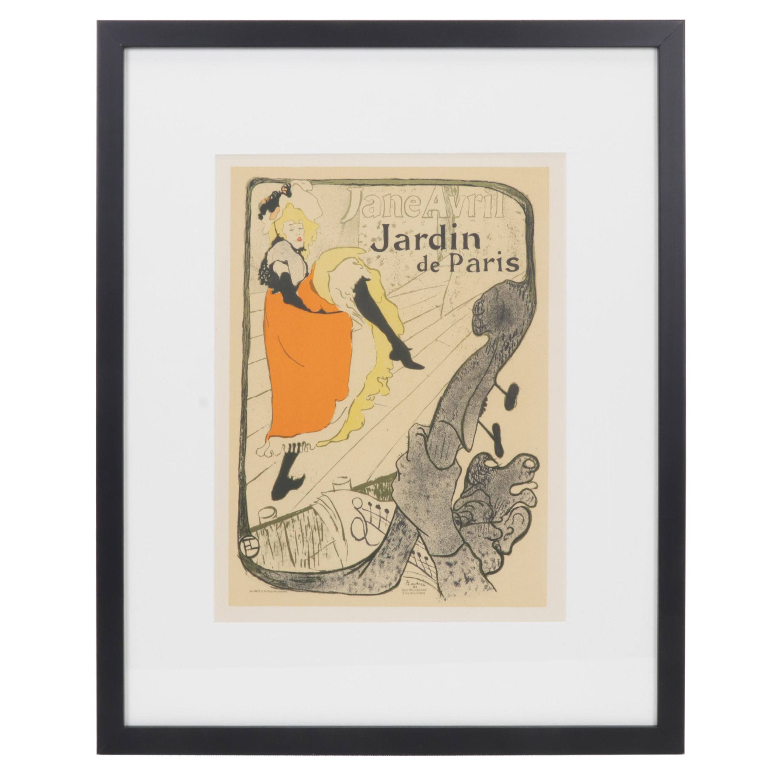 Color Lithograph After Henri de Toulouse-Lautrec "Jane Avril," Circa 1946