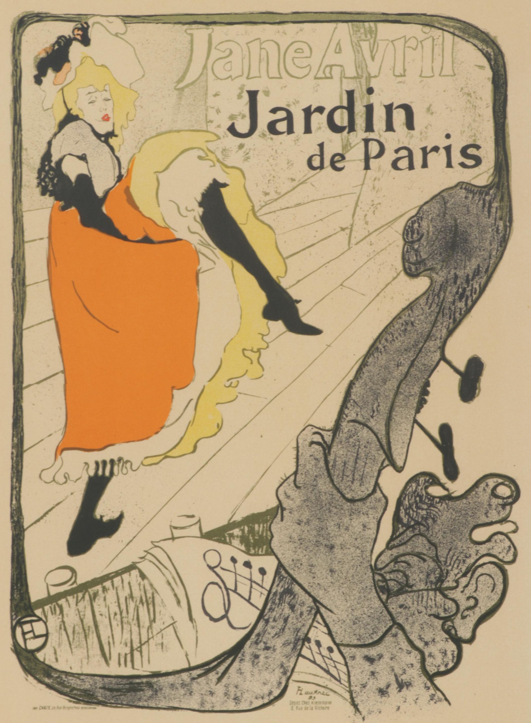 Color Lithograph After Henri de Toulouse-Lautrec "Jane Avril," Circa 1946