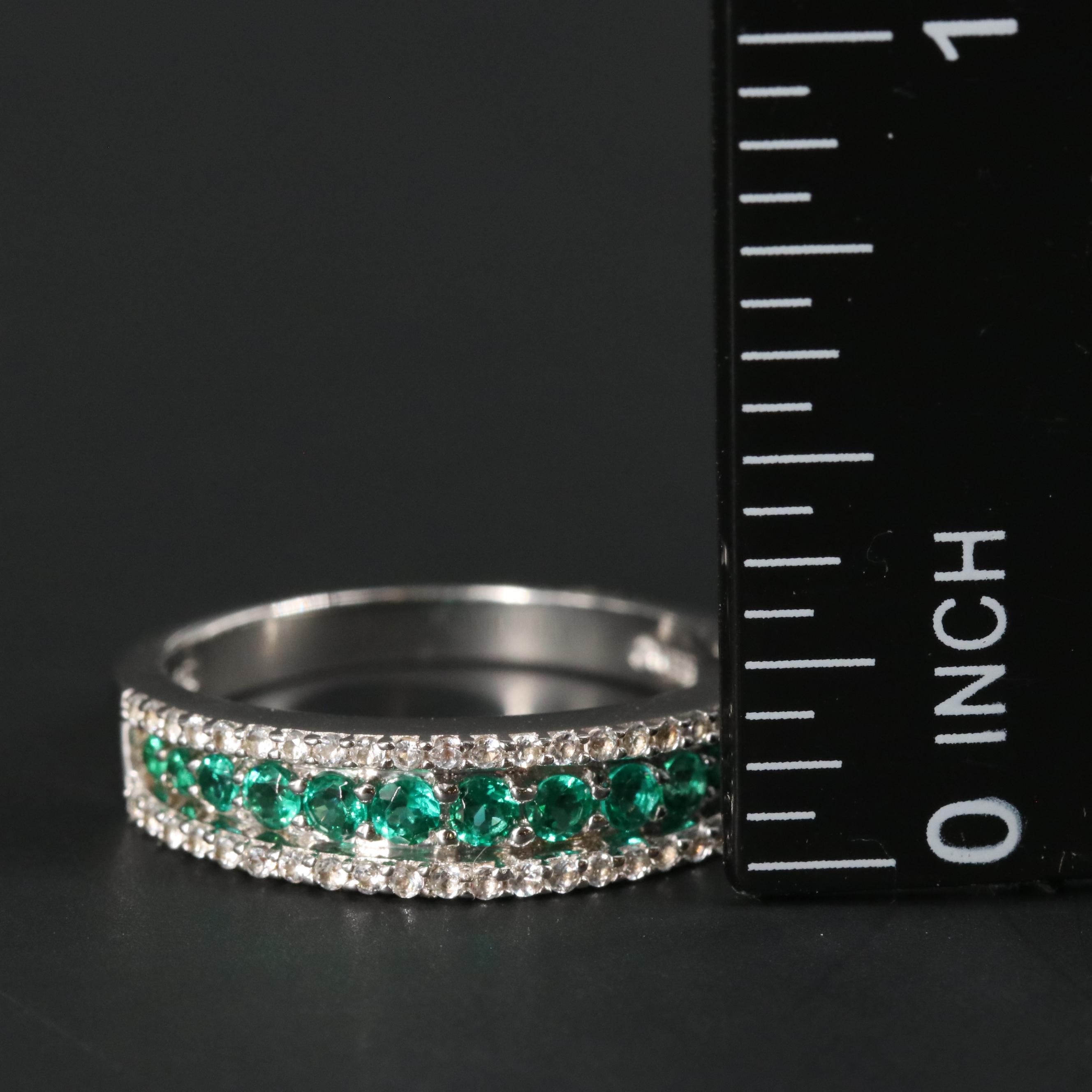 Sterling Silver Emerald and Sapphire Ring