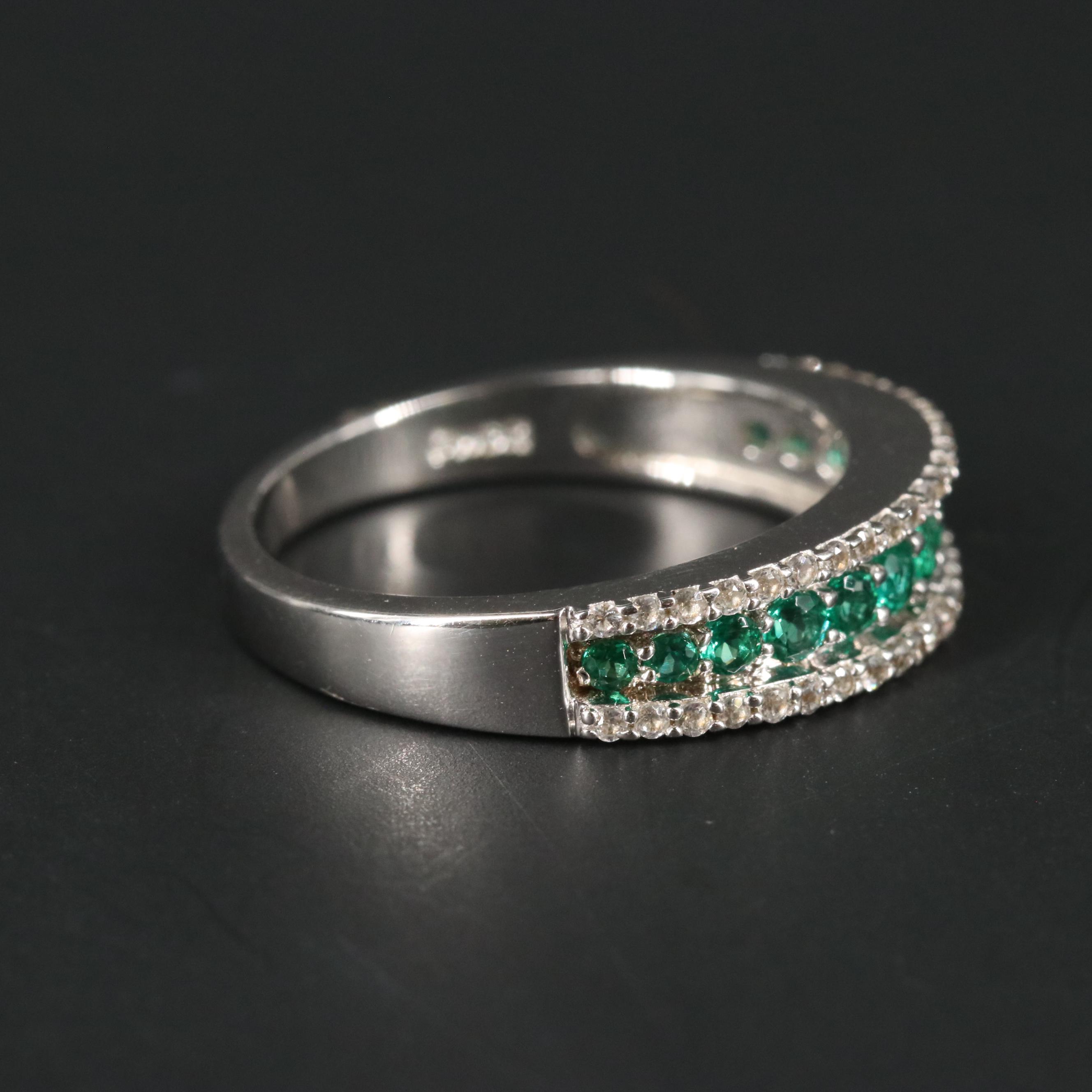 Sterling Silver Emerald and Sapphire Ring