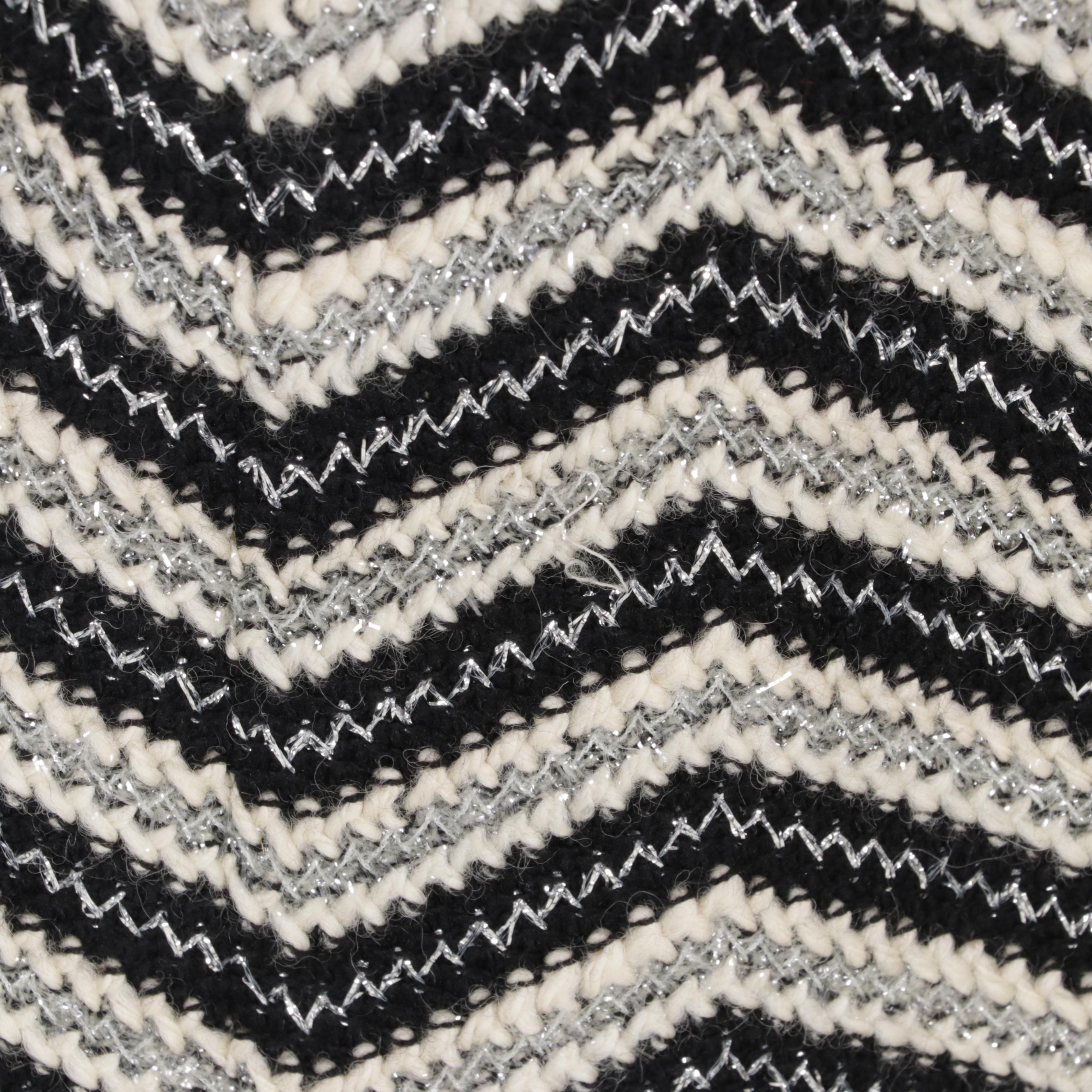 Chanel Chevron Patterned Wool Blend Skirt with Metallic Threads