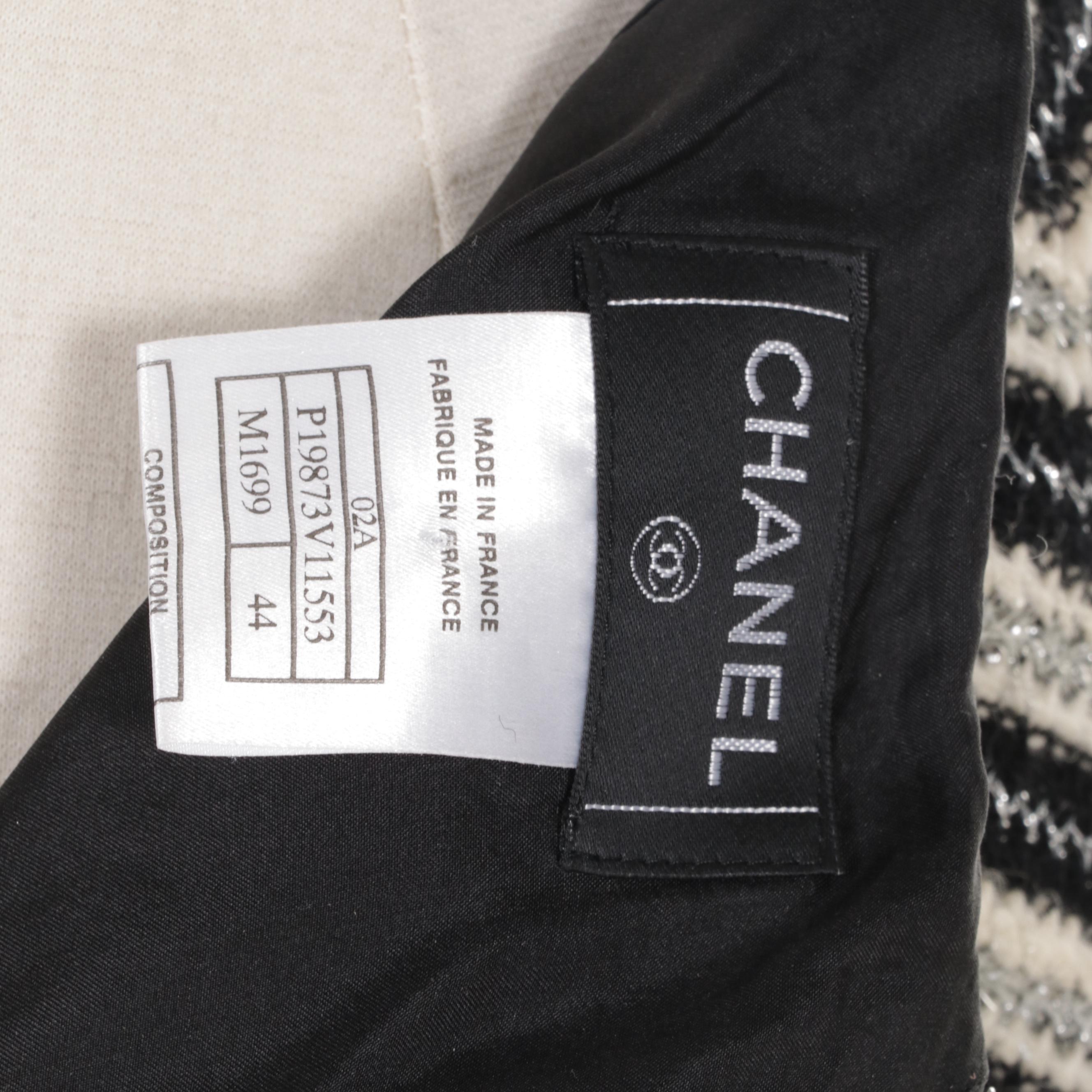 Chanel Chevron Patterned Wool Blend Skirt with Metallic Threads