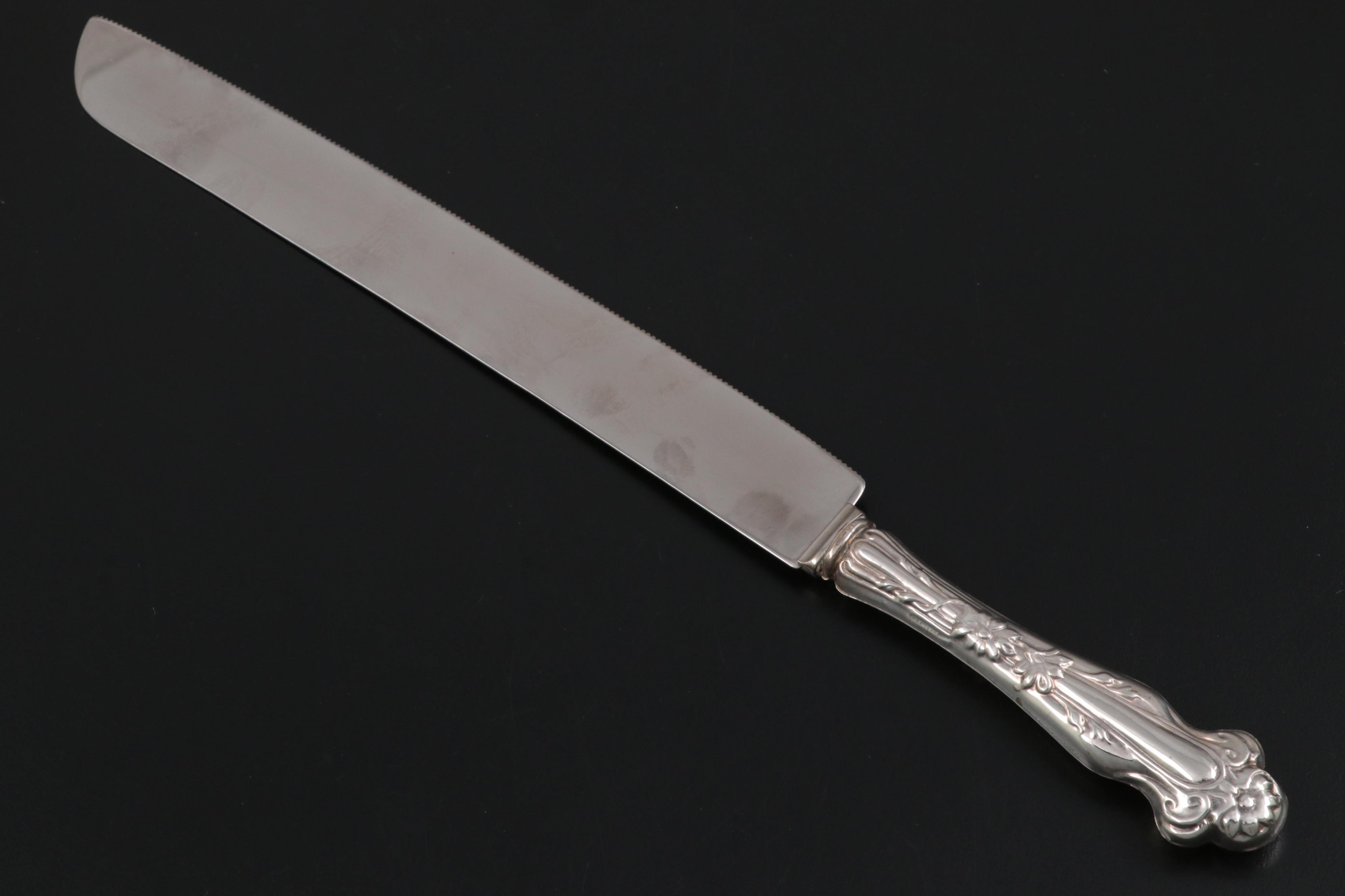 Hamilton Weighted Sterling Creamer and Sugar Bowl with Raimond Cake Knife