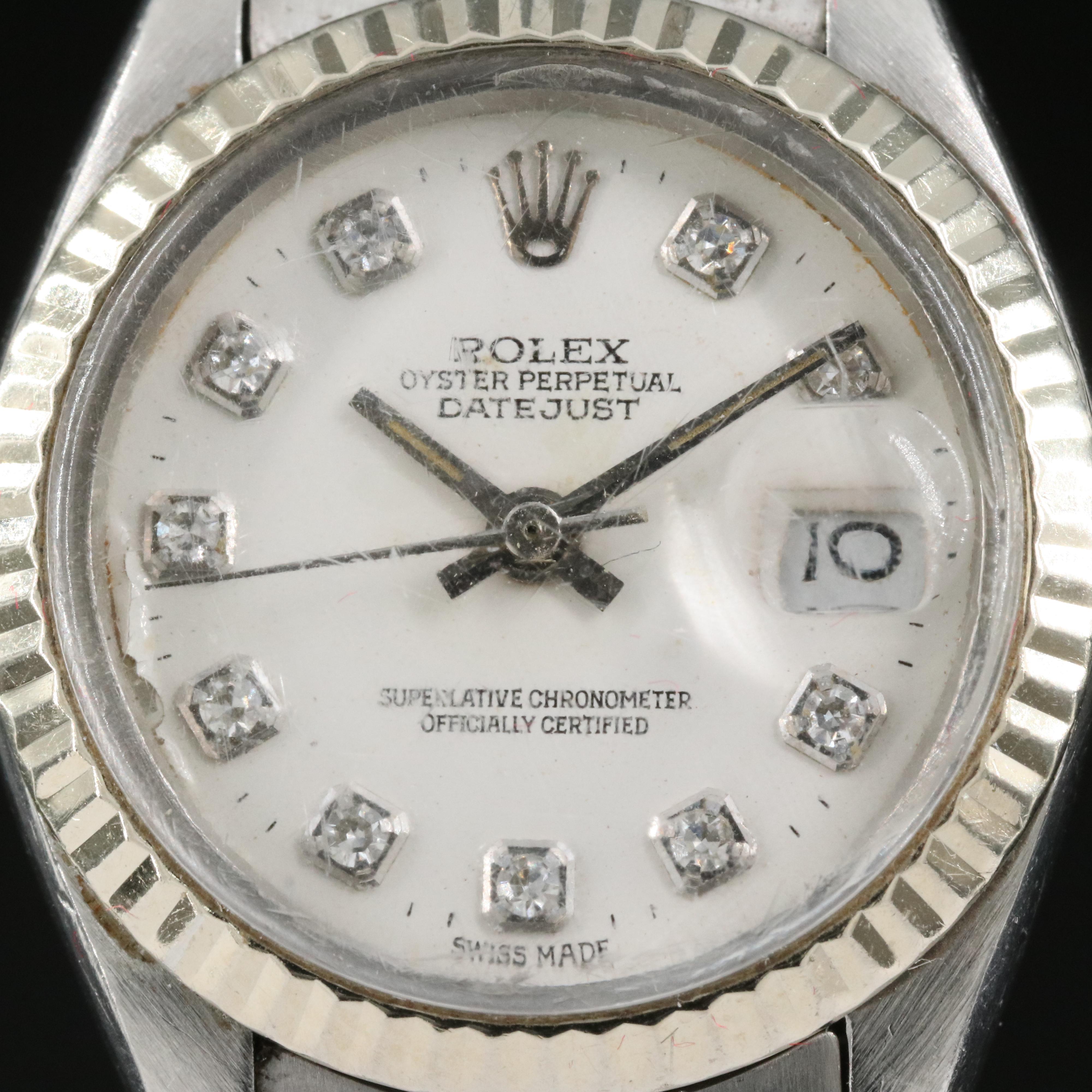 1980 Diamond Dial Rolex Oyster Perpetual Datejust Watch