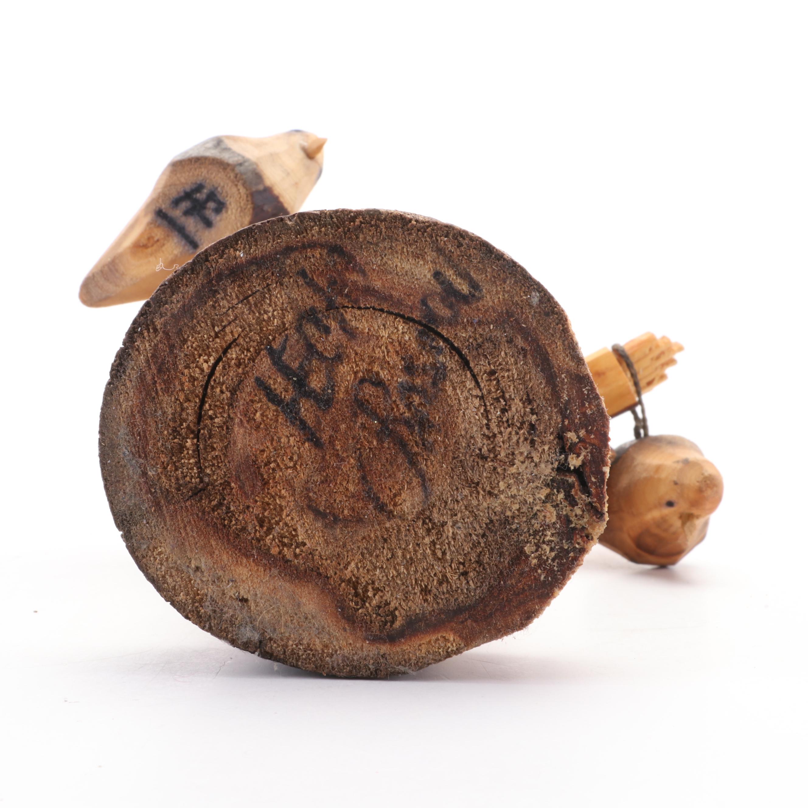 Hector Rascon Signed St. Francis of Assisi Wood Sculpture with Bird Adornments