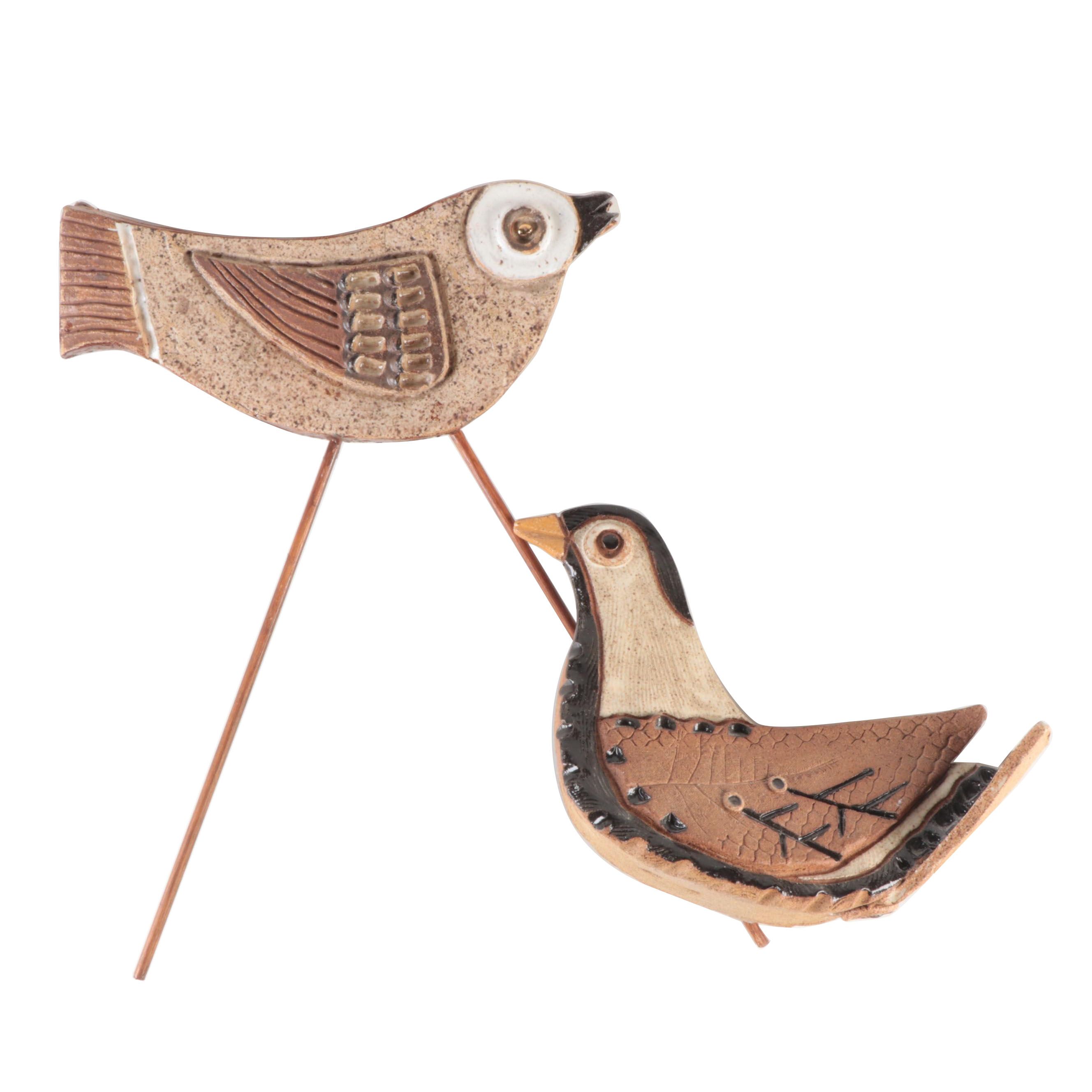 Studio Pottery Hand Built Stoneware Bird Figurines
